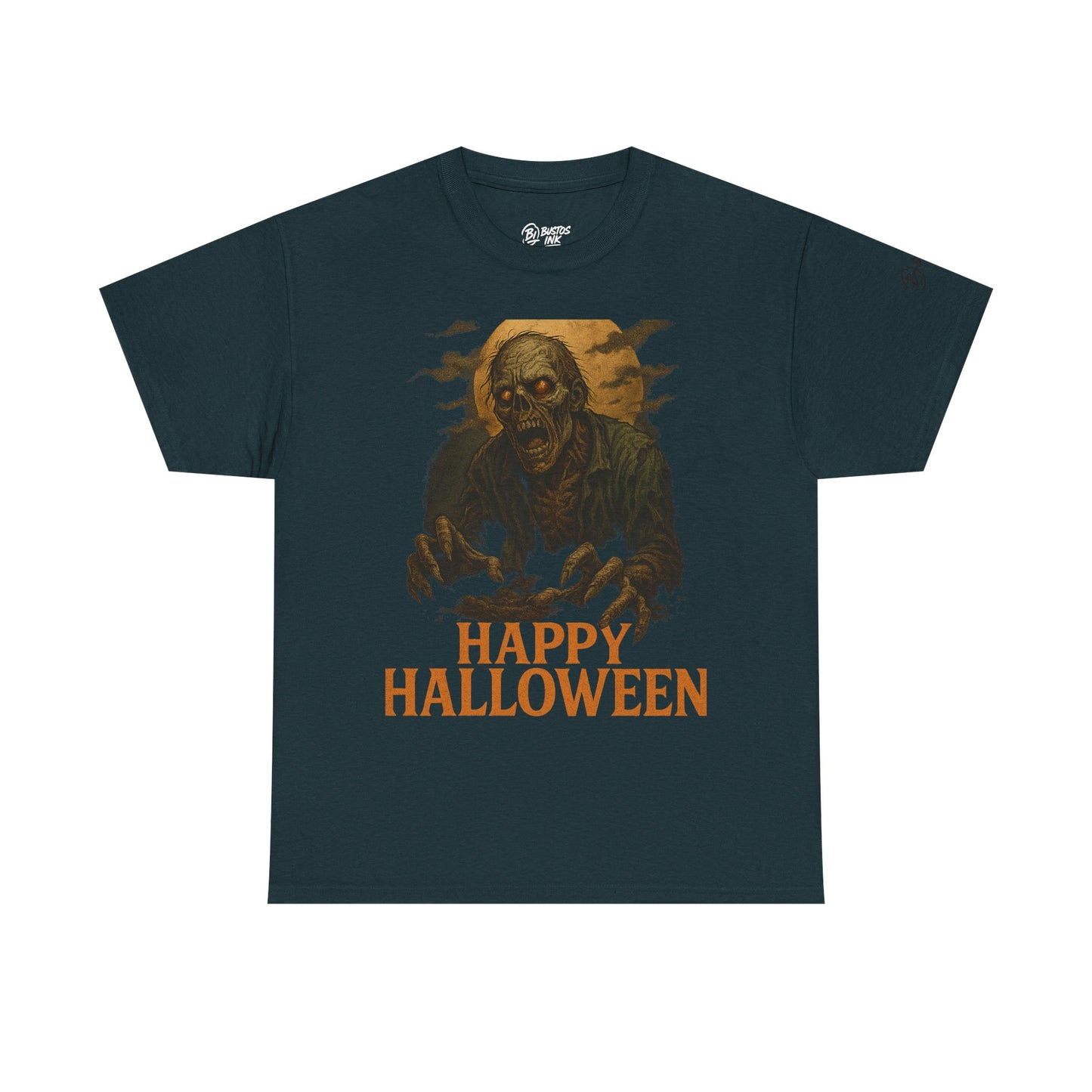 Halloween Zombie Unisex Heavy Cotton Tee, Spooky T-Shirt, Halloween Costume Shirt, Halloween Party Apparel, Trick or Treat Tee