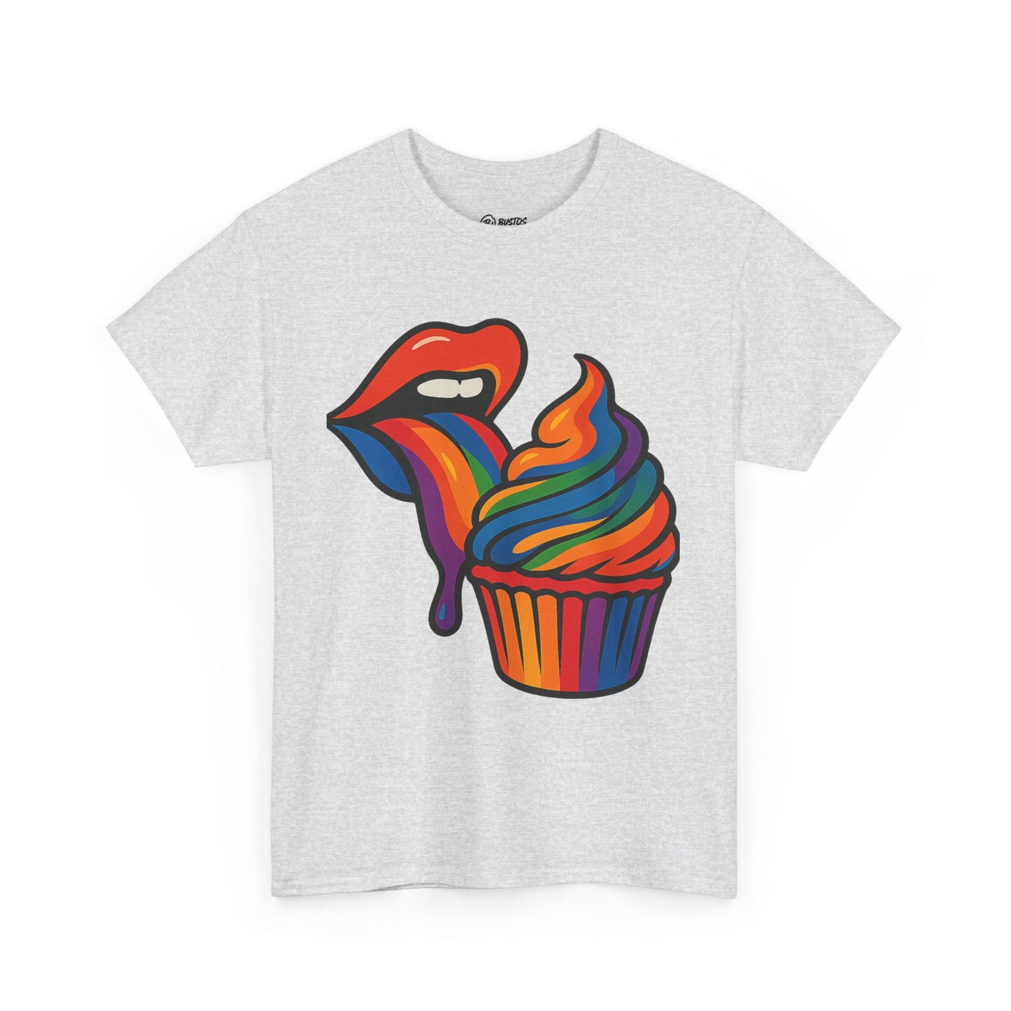 Rainbow Cupcake Unisex Tee, Fun Graphic Tee, Pride Shirt, Gift for Food Lovers, Vibrant Casual Wear