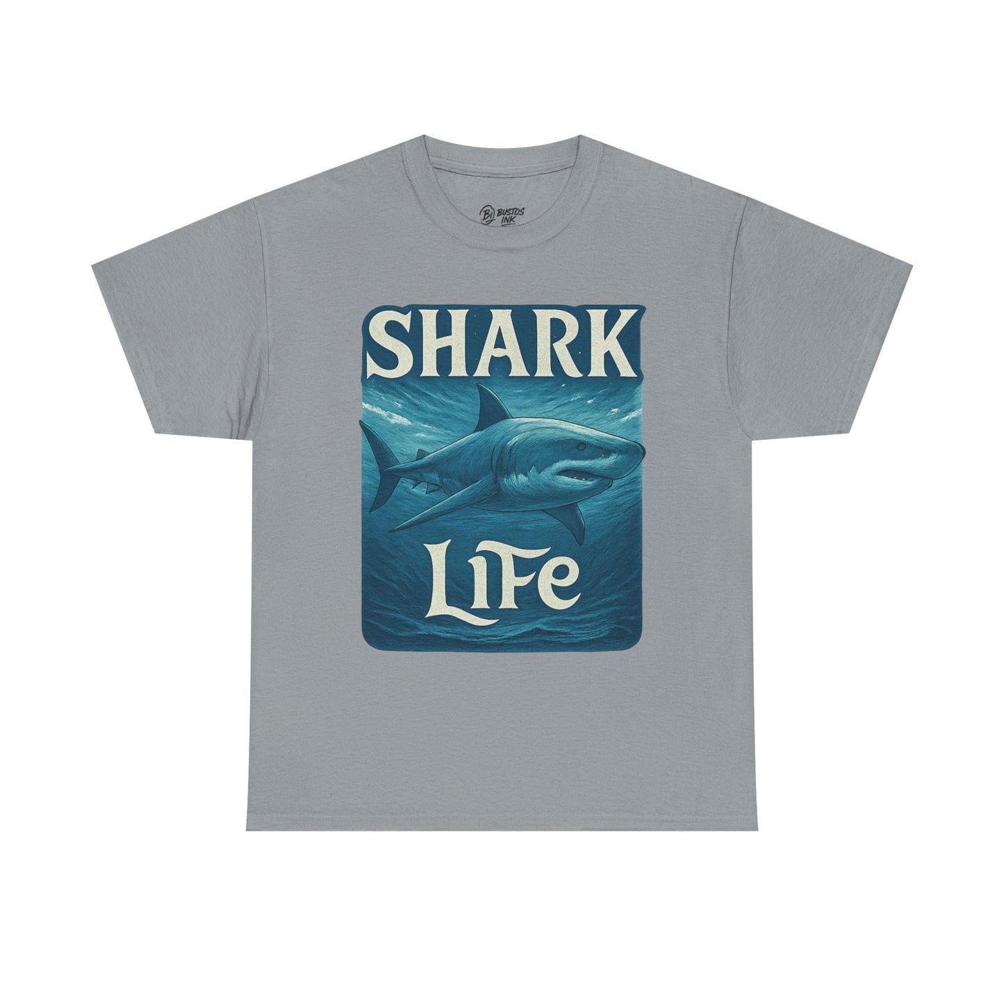 Shark Life Unisex Heavy Cotton Tee, Casual Summer Shirt, Beachwear, Ocean Lover Gift, Surfing Tee, Birthday Present