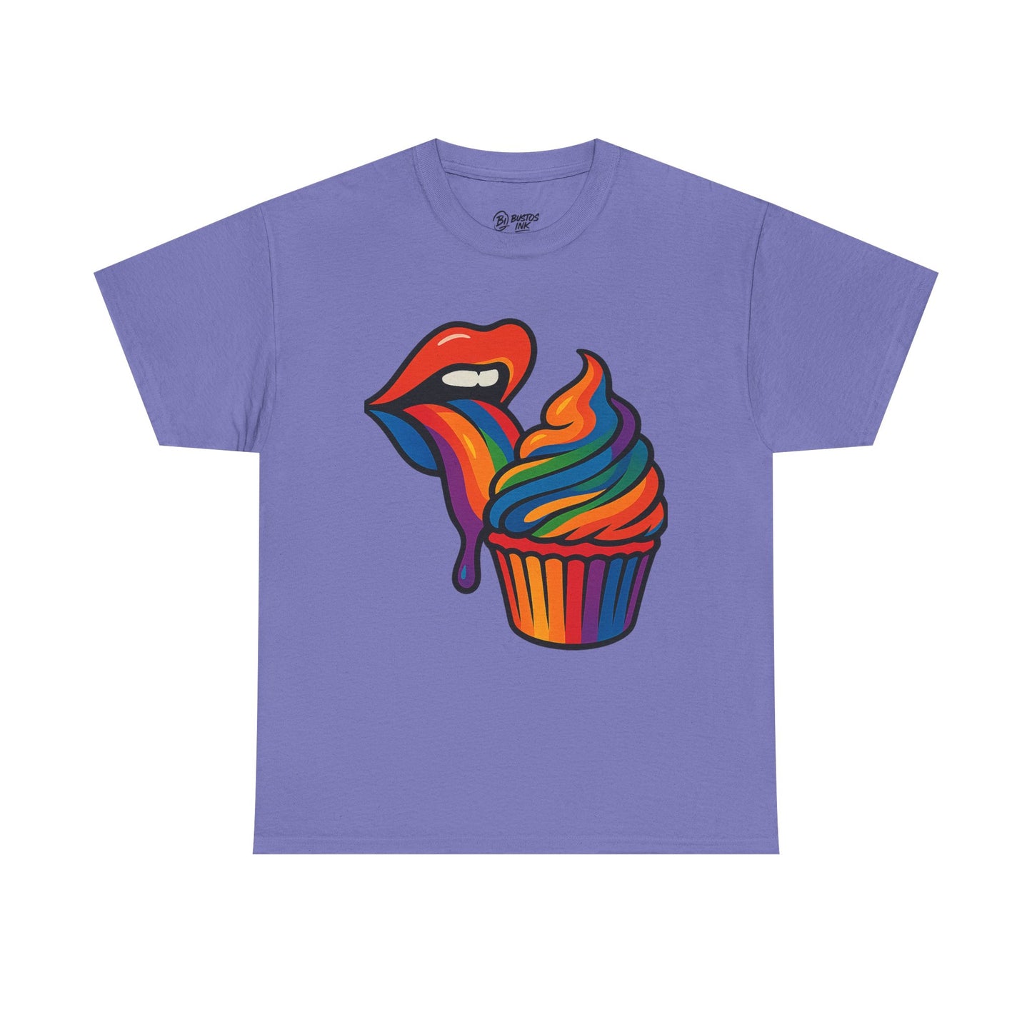 Rainbow Cupcake Unisex Tee, Fun Graphic Tee, Pride Shirt, Gift for Food Lovers, Vibrant Casual Wear