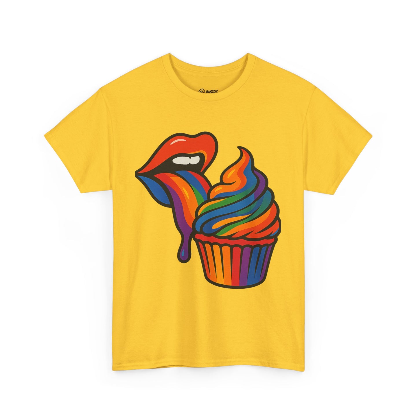 Rainbow Cupcake Unisex Tee, Fun Graphic Tee, Pride Shirt, Gift for Food Lovers, Vibrant Casual Wear