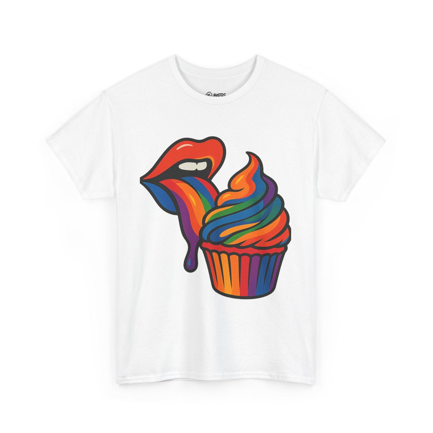Rainbow Cupcake Unisex Tee, Fun Graphic Tee, Pride Shirt, Gift for Food Lovers, Vibrant Casual Wear