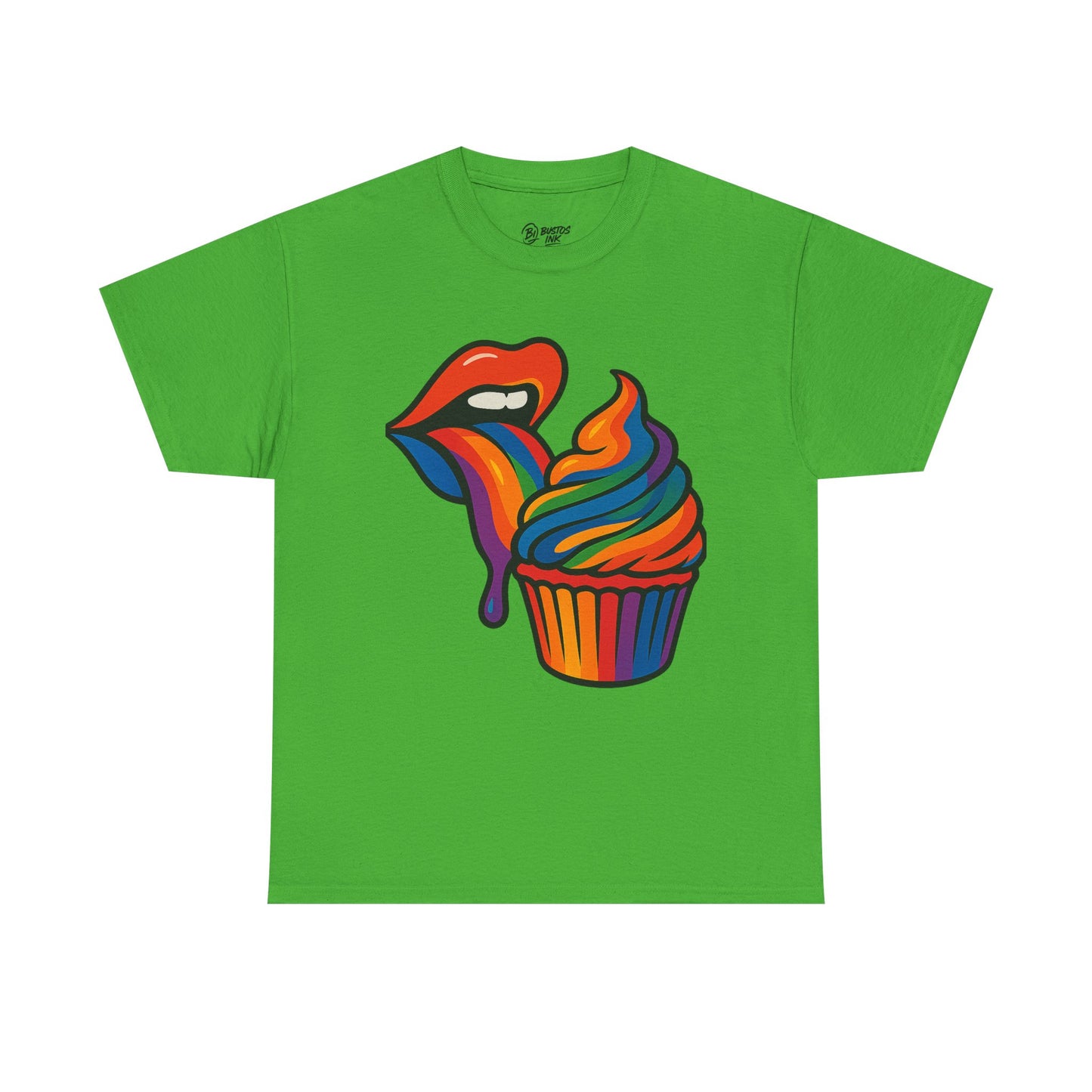 Rainbow Cupcake Unisex Tee, Fun Graphic Tee, Pride Shirt, Gift for Food Lovers, Vibrant Casual Wear