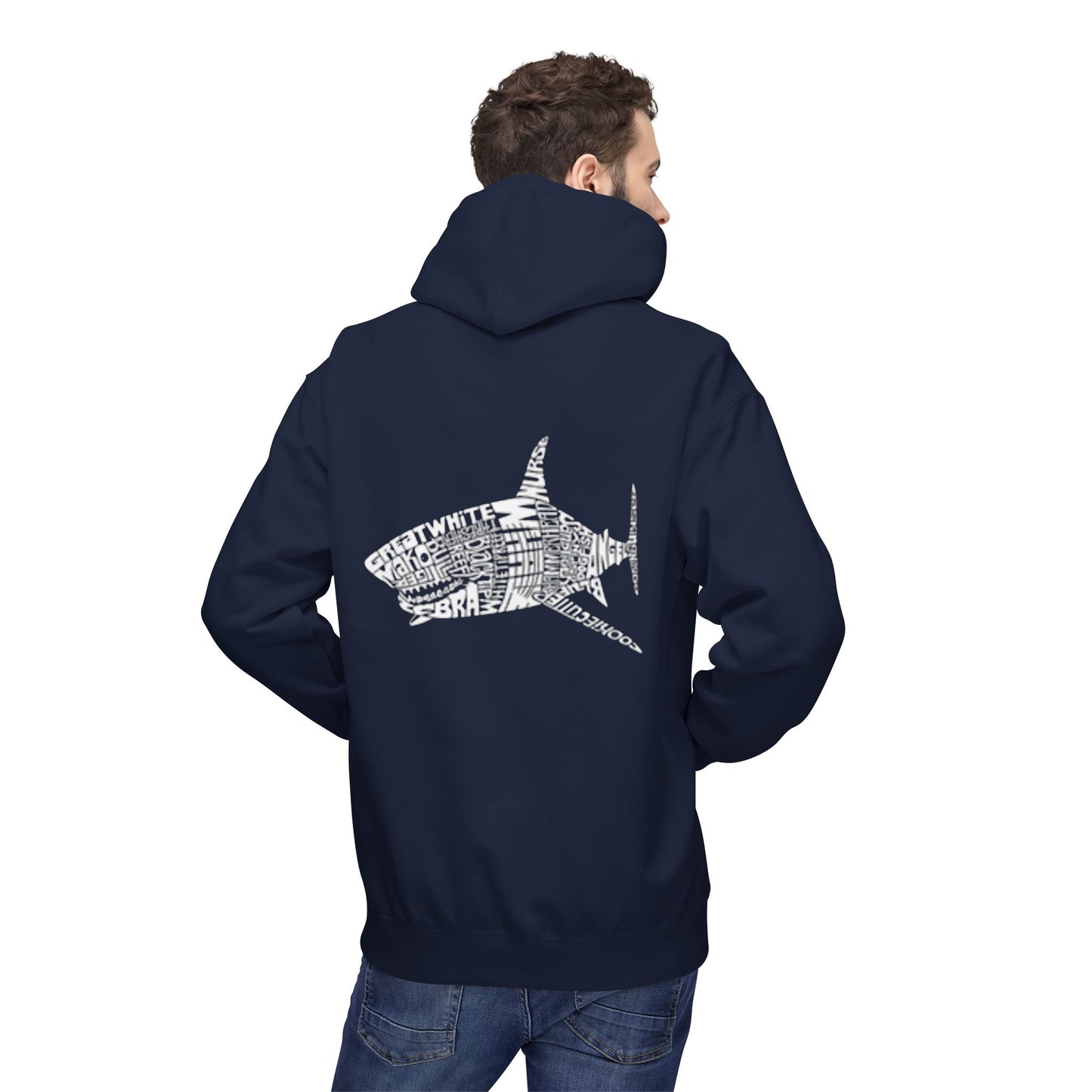 Shark Word Art Hoodie - Unisex Fleece Sweatshirt