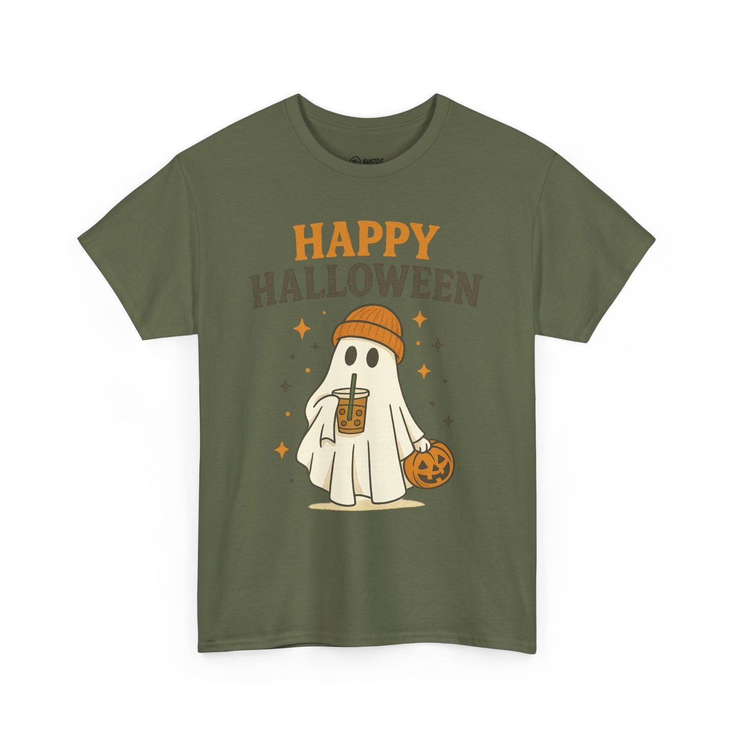 Happy Halloween Unisex Heavy Cotton Tee - Spooky Ghost Shirt, Fall Fashion, Halloween Party Wear, Trick or Treat Tee, Seasonal Gift