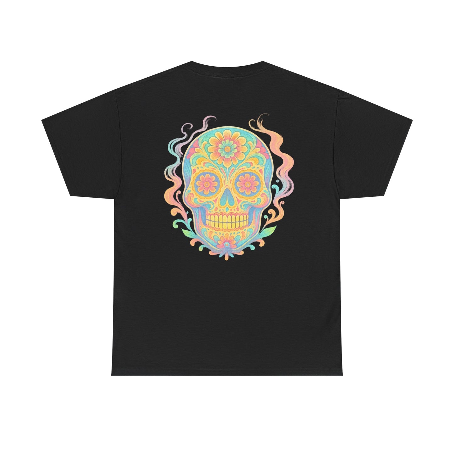 Colorful Skull Art Unisex Heavy Cotton Tee, Graphic Tee, Casual Wear, Unique Gift, Festival Apparel, Boho Style