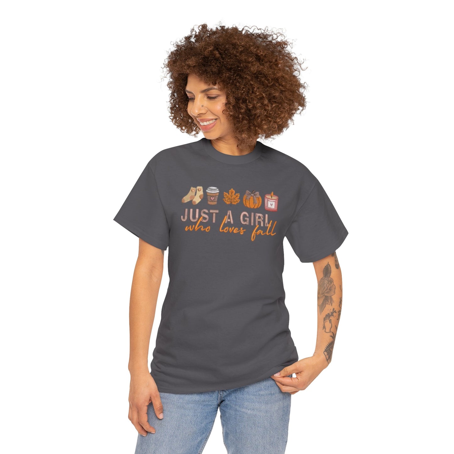 Just a Girl Who Loves Fall- Unisex Heavy Cotton Short Sleeve Tee