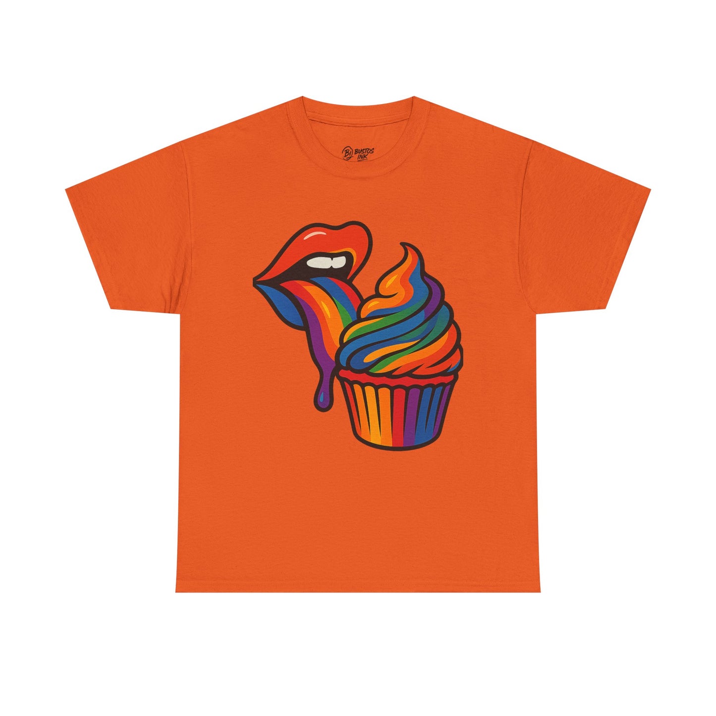 Rainbow Cupcake Unisex Tee, Fun Graphic Tee, Pride Shirt, Gift for Food Lovers, Vibrant Casual Wear