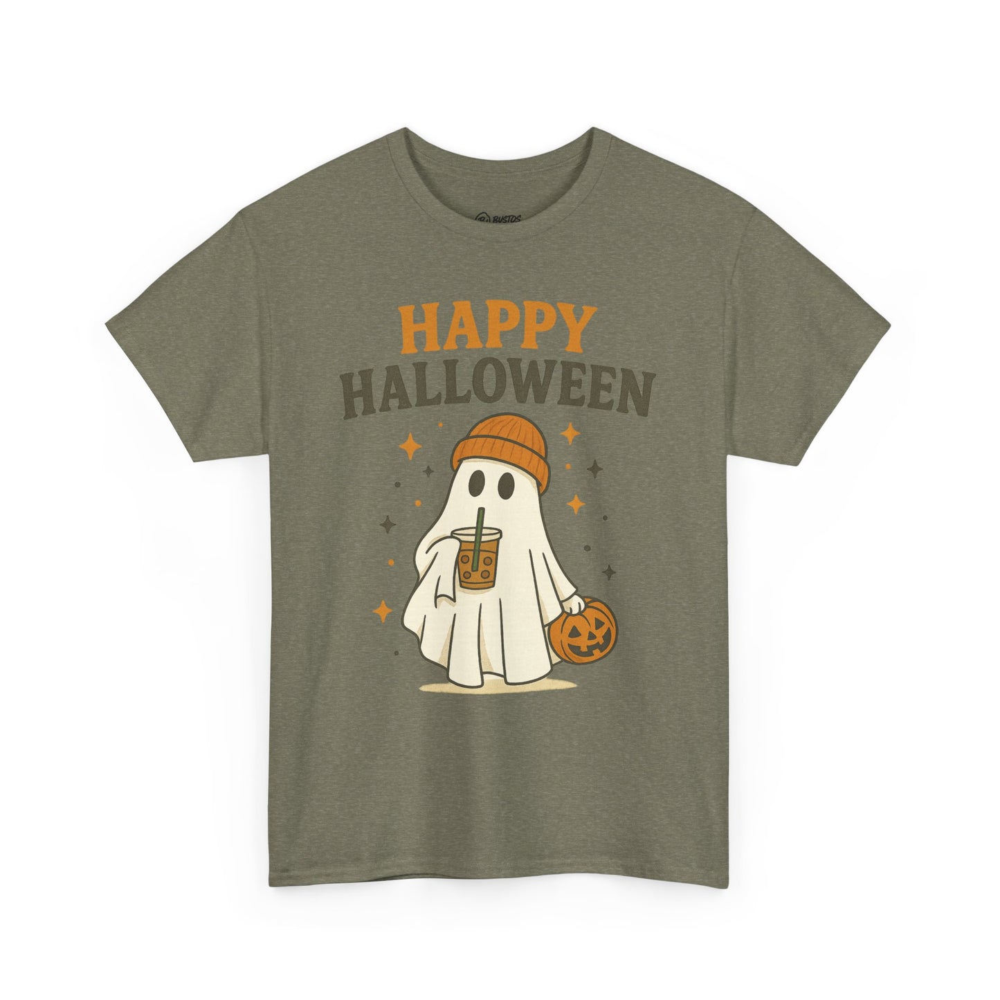 Happy Halloween Unisex Heavy Cotton Tee - Spooky Ghost Shirt, Fall Fashion, Halloween Party Wear, Trick or Treat Tee, Seasonal Gift