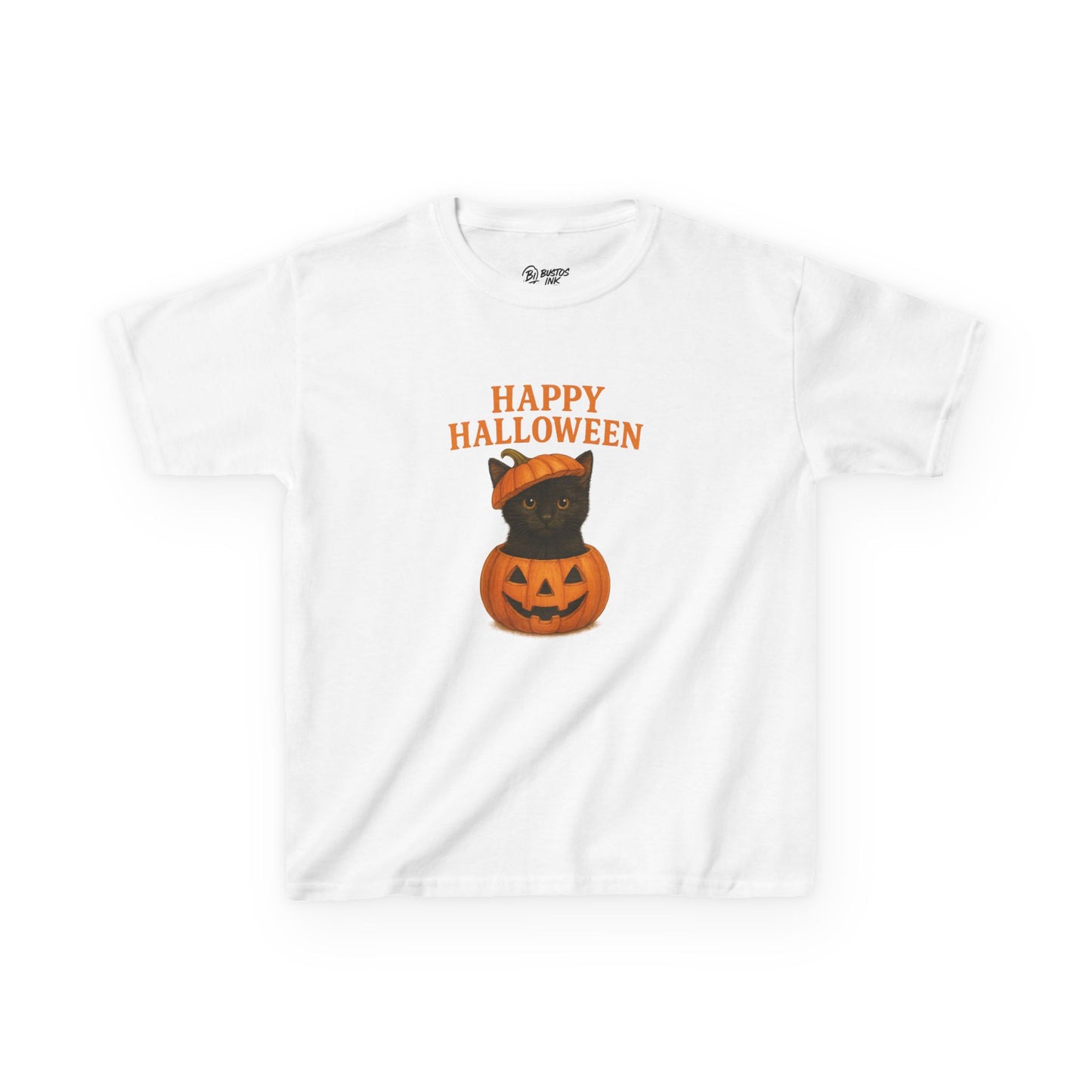 Halloween Kids Tee, Happy Halloween Shirt, Pumpkin Cat Design, Kids Halloween Costume, Fall Holiday Apparel