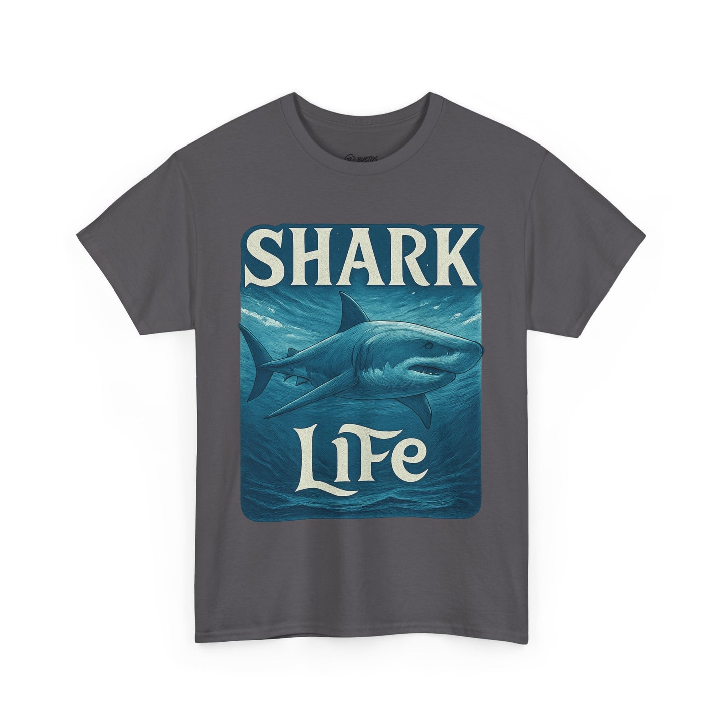 Shark Life Unisex Heavy Cotton Tee, Casual Summer Shirt, Beachwear, Ocean Lover Gift, Surfing Tee, Birthday Present