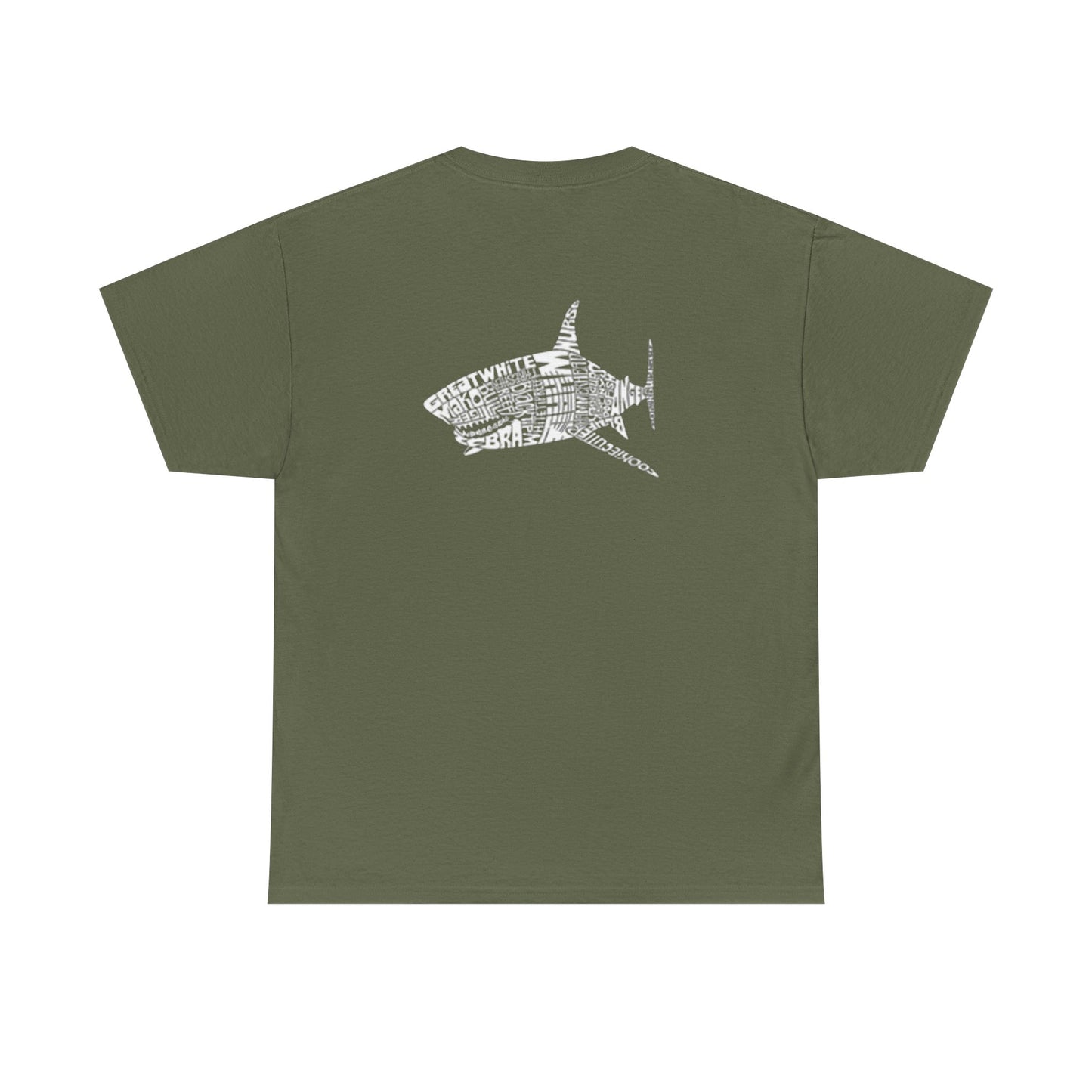 Shark Word Art Graphic Tee, Unisex Short Sleeve Cotton T-Shirt
