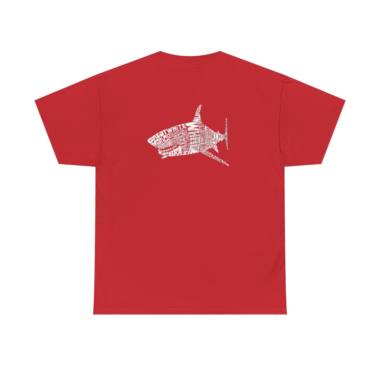 Shark Word Art Graphic Tee, Unisex Short Sleeve Cotton T-Shirt