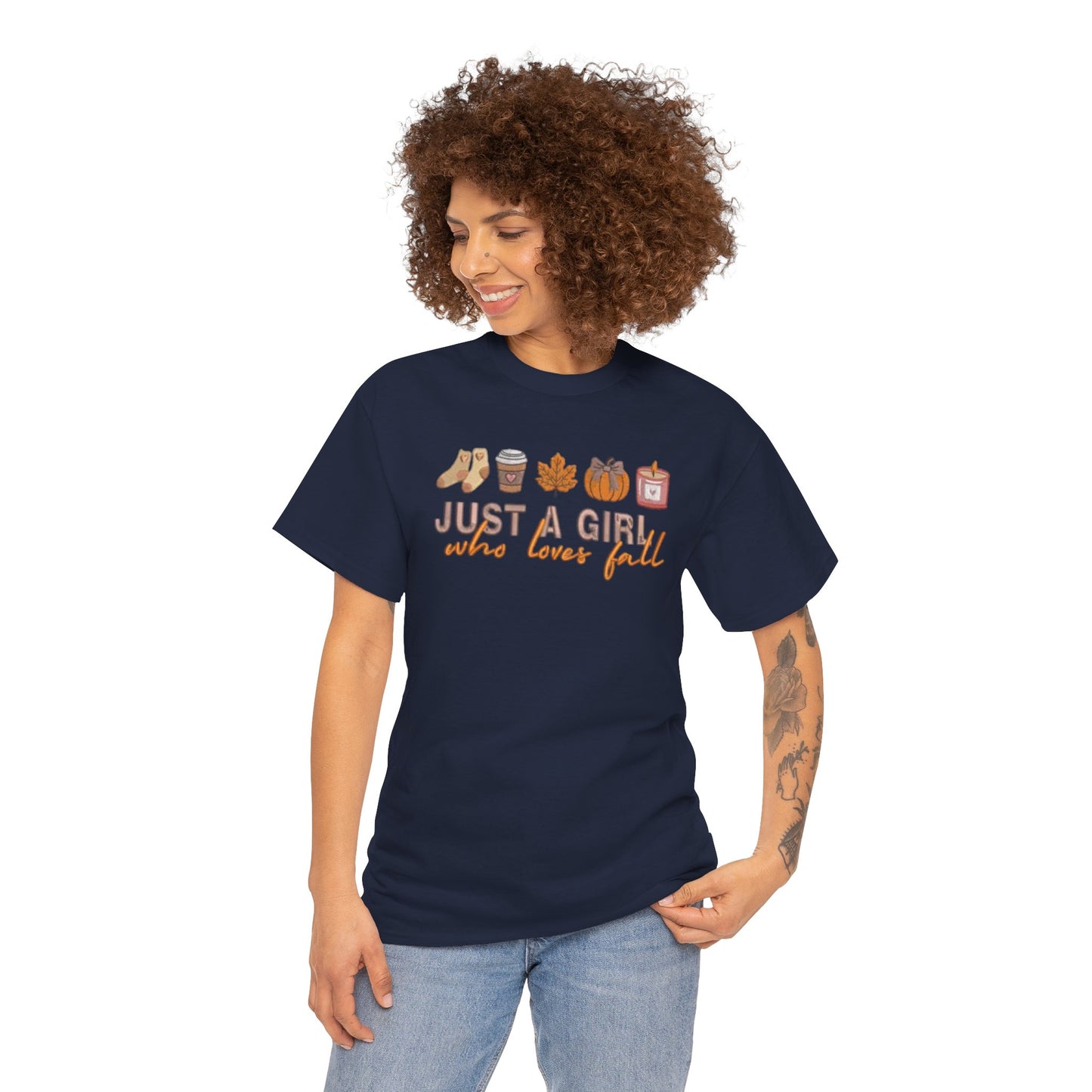 Just a Girl Who Loves Fall- Unisex Heavy Cotton Short Sleeve Tee