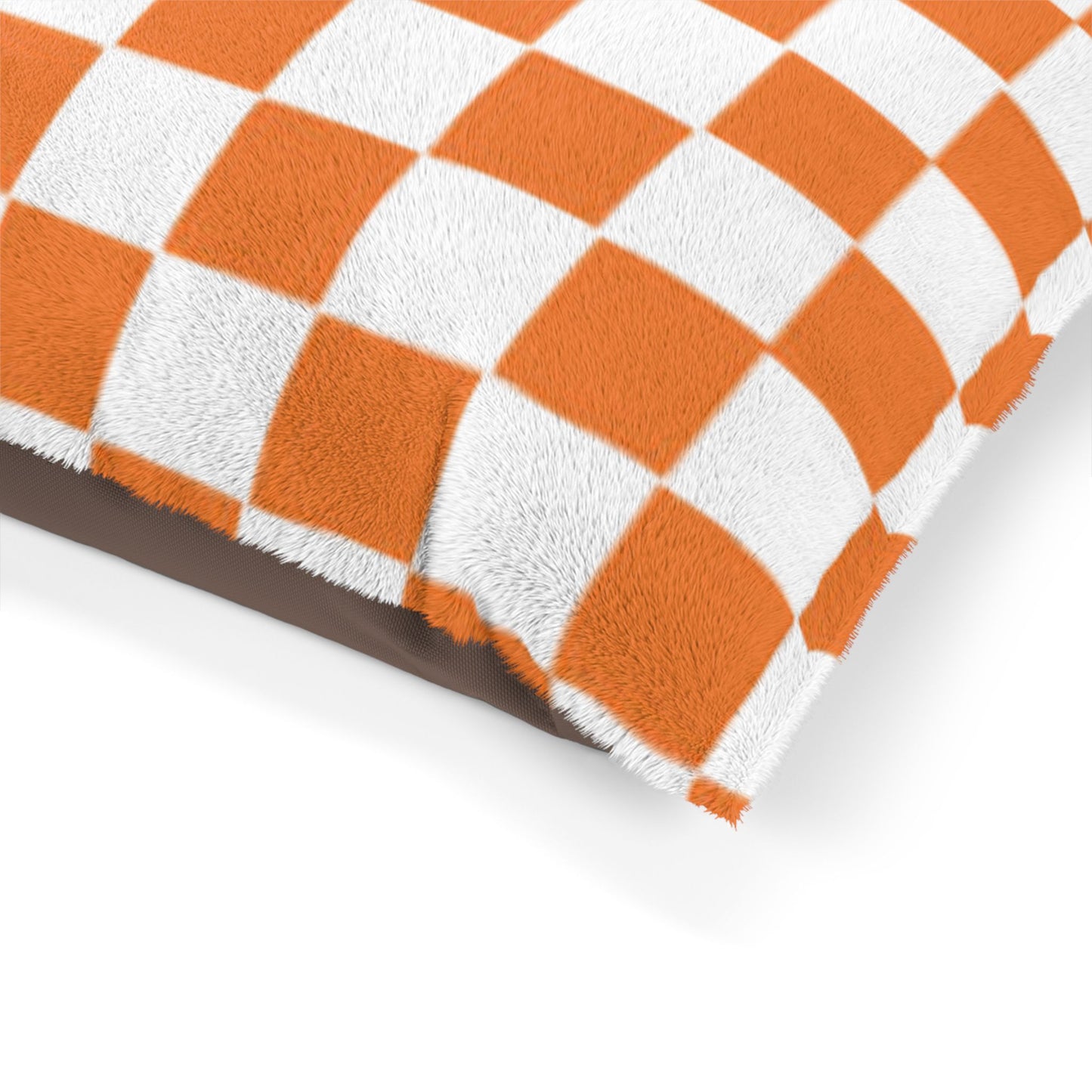 Cozy Dog Bed - Orange and White Checkered Pet Cushion