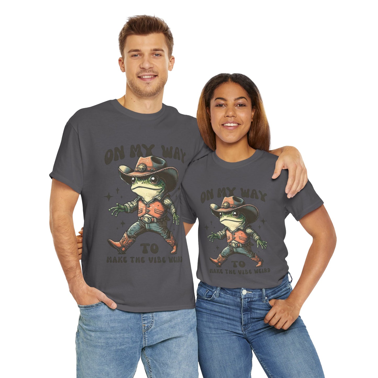Playful Vibe Frog Tee | Unisex Heavy Cotton T-Shirt, Quirky Graphic Tee, Unique Gift, Casual Wear, Fun Humor Shirt