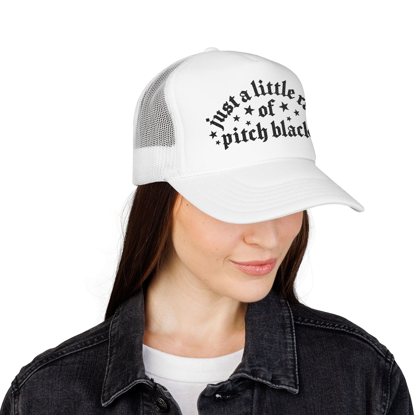 Just a Little Ray of Pitch Black-Embroidered Foam Trucker Hat