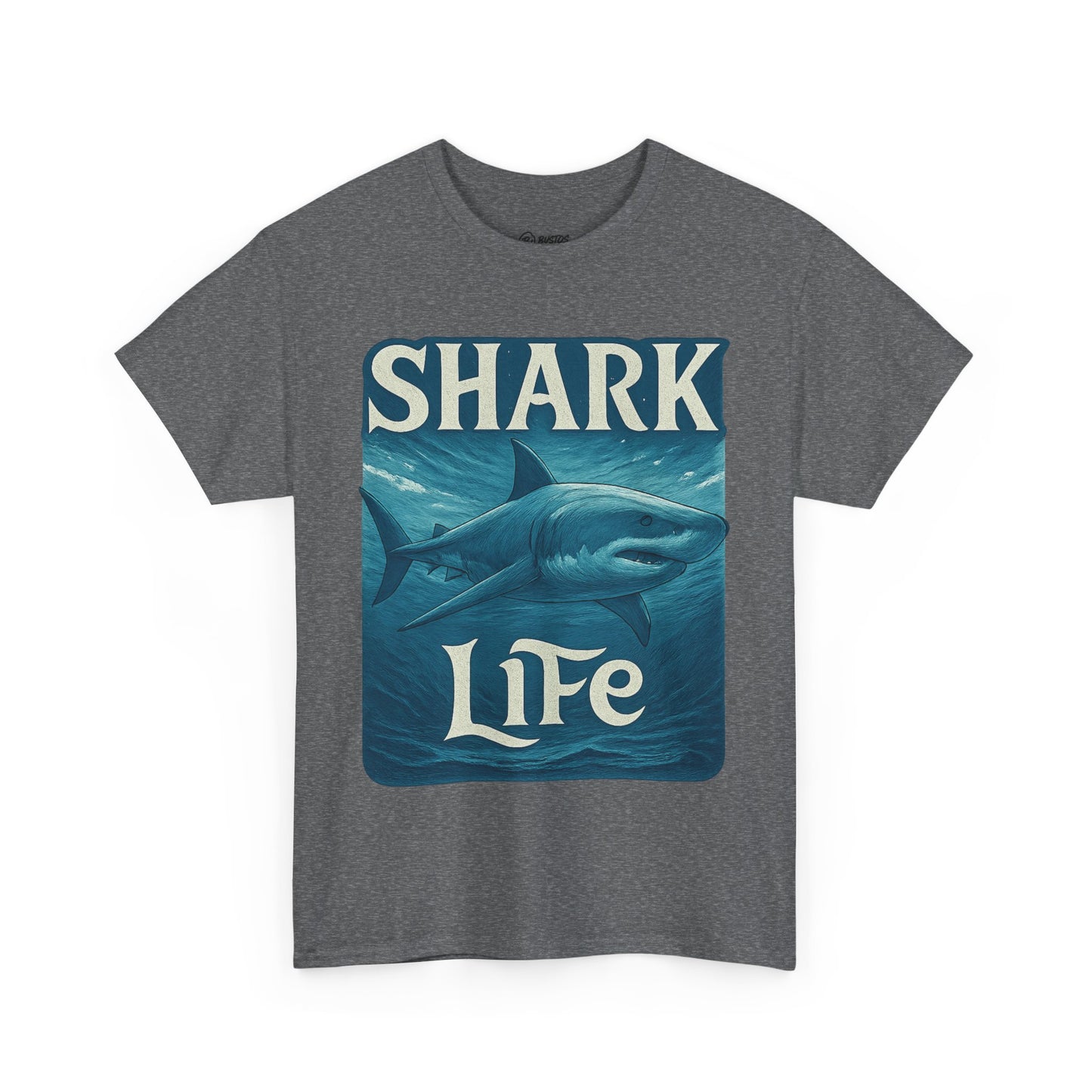 Shark Life Unisex Heavy Cotton Tee, Casual Summer Shirt, Beachwear, Ocean Lover Gift, Surfing Tee, Birthday Present