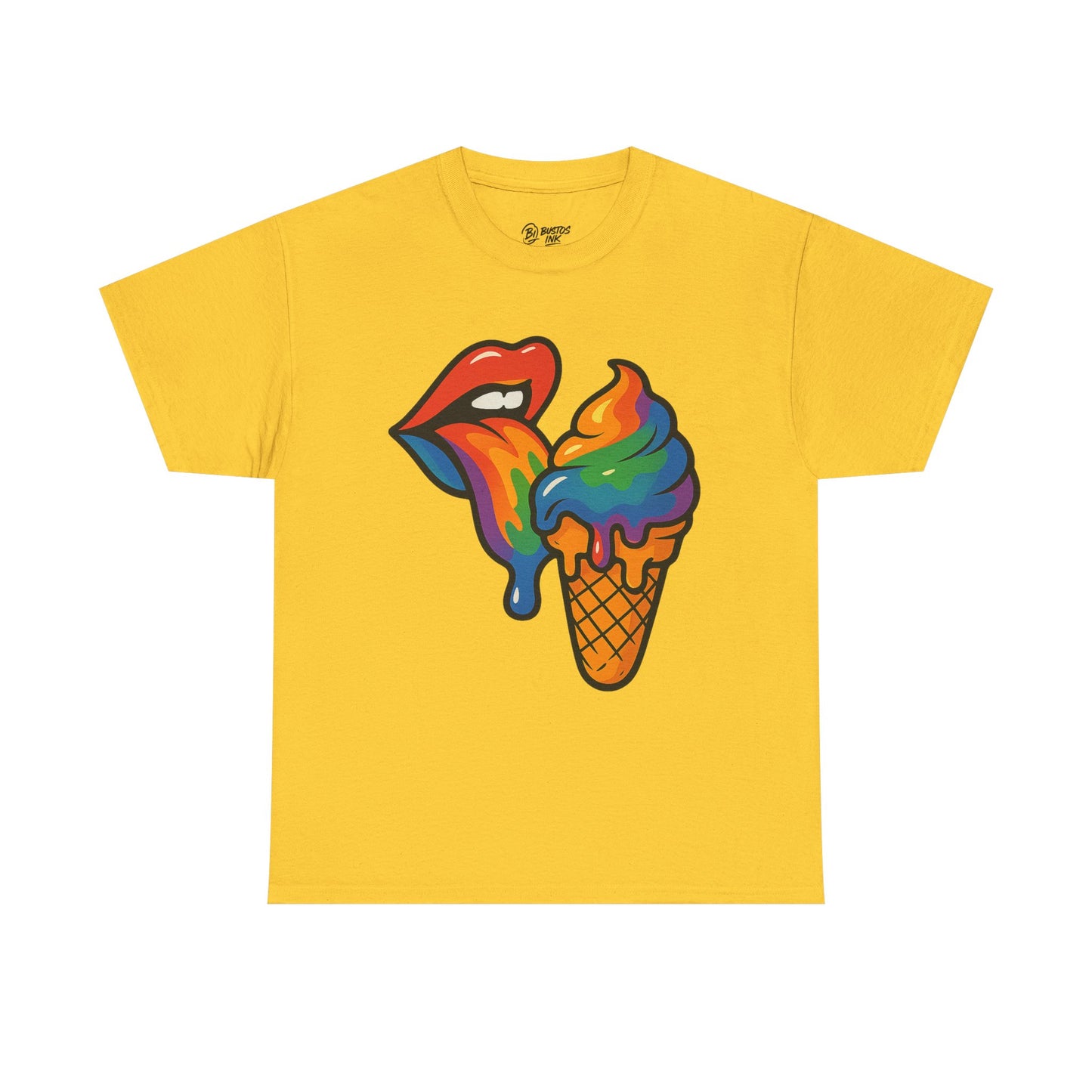 Colorful Ice Cream Lips Tee - Fun Summer Shirt, LGBTQ+ Pride Apparel, Unique Gift for Ice Cream Lovers, Casual Wear, Statement T-Shirt