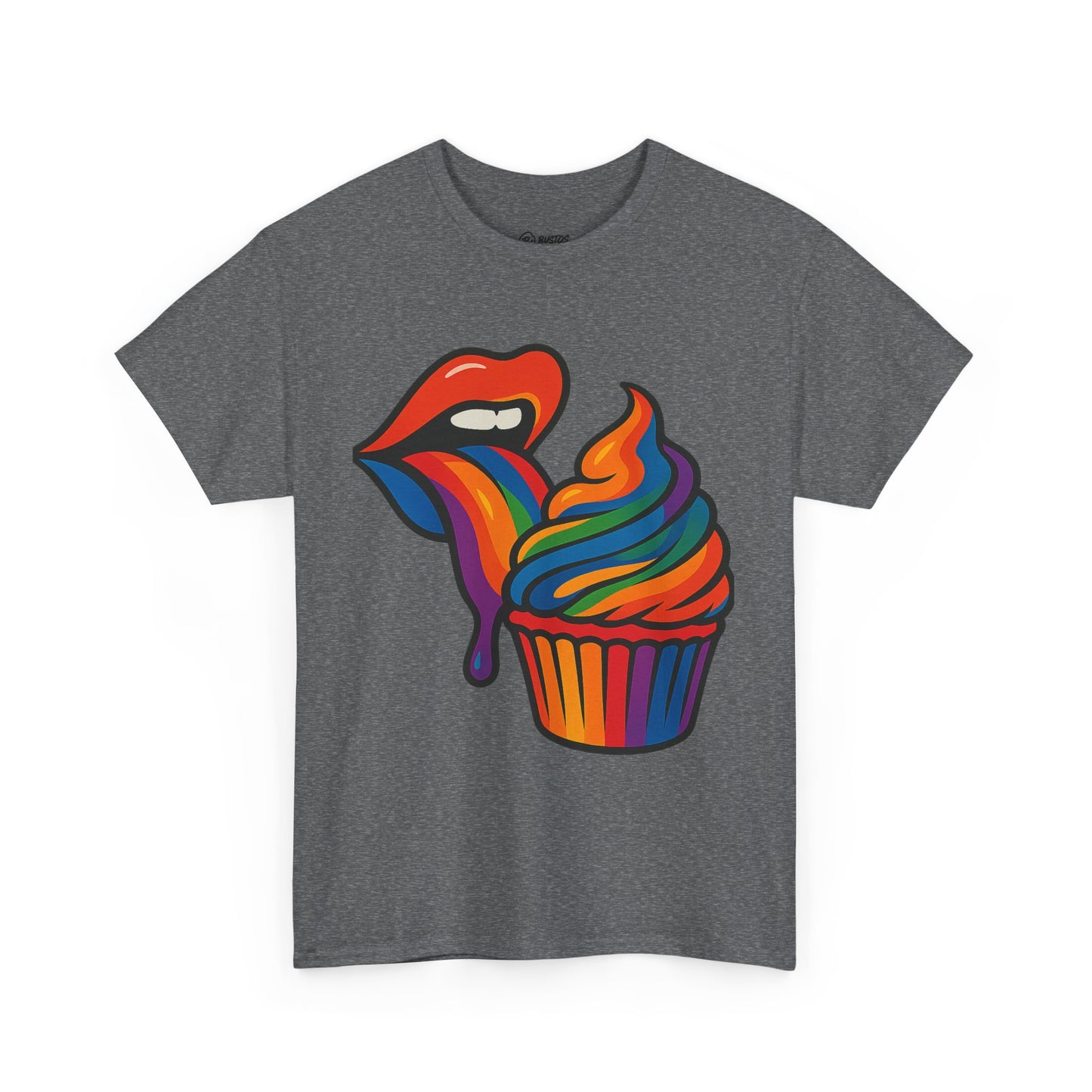 Rainbow Cupcake Unisex Tee, Fun Graphic Tee, Pride Shirt, Gift for Food Lovers, Vibrant Casual Wear