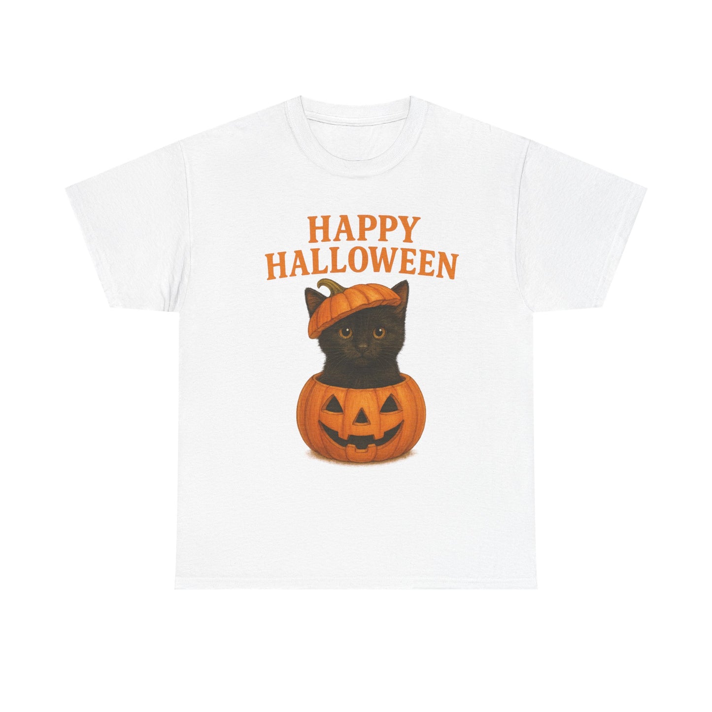 Halloween Cat Unisex Cotton Tee, Funny Halloween Shirt, Cute Cat T-Shirt, Spooky Season Wear, Gift for Cat Lovers