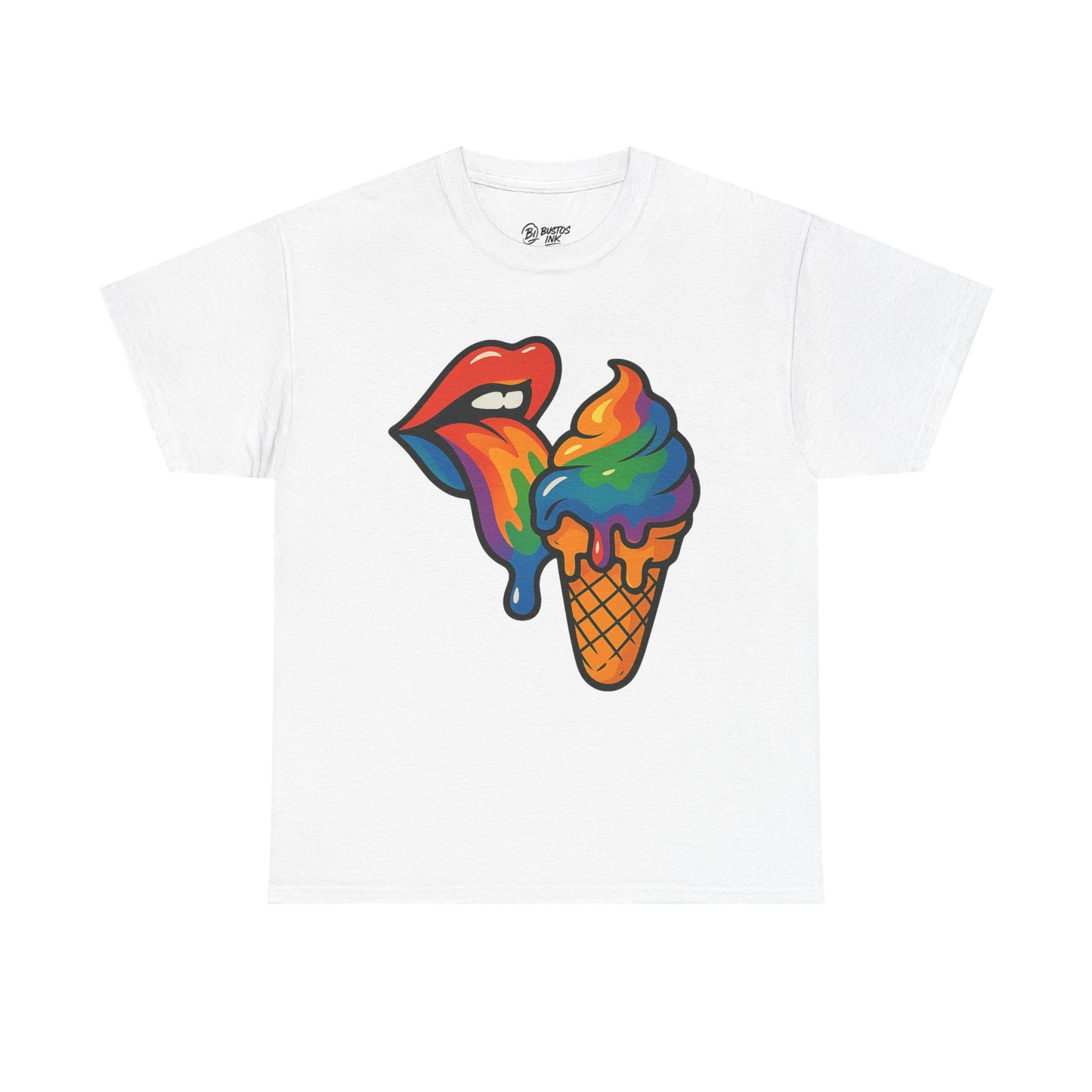 Colorful Ice Cream Lips Tee - Fun Summer Shirt, LGBTQ+ Pride Apparel, Unique Gift for Ice Cream Lovers, Casual Wear, Statement T-Shirt