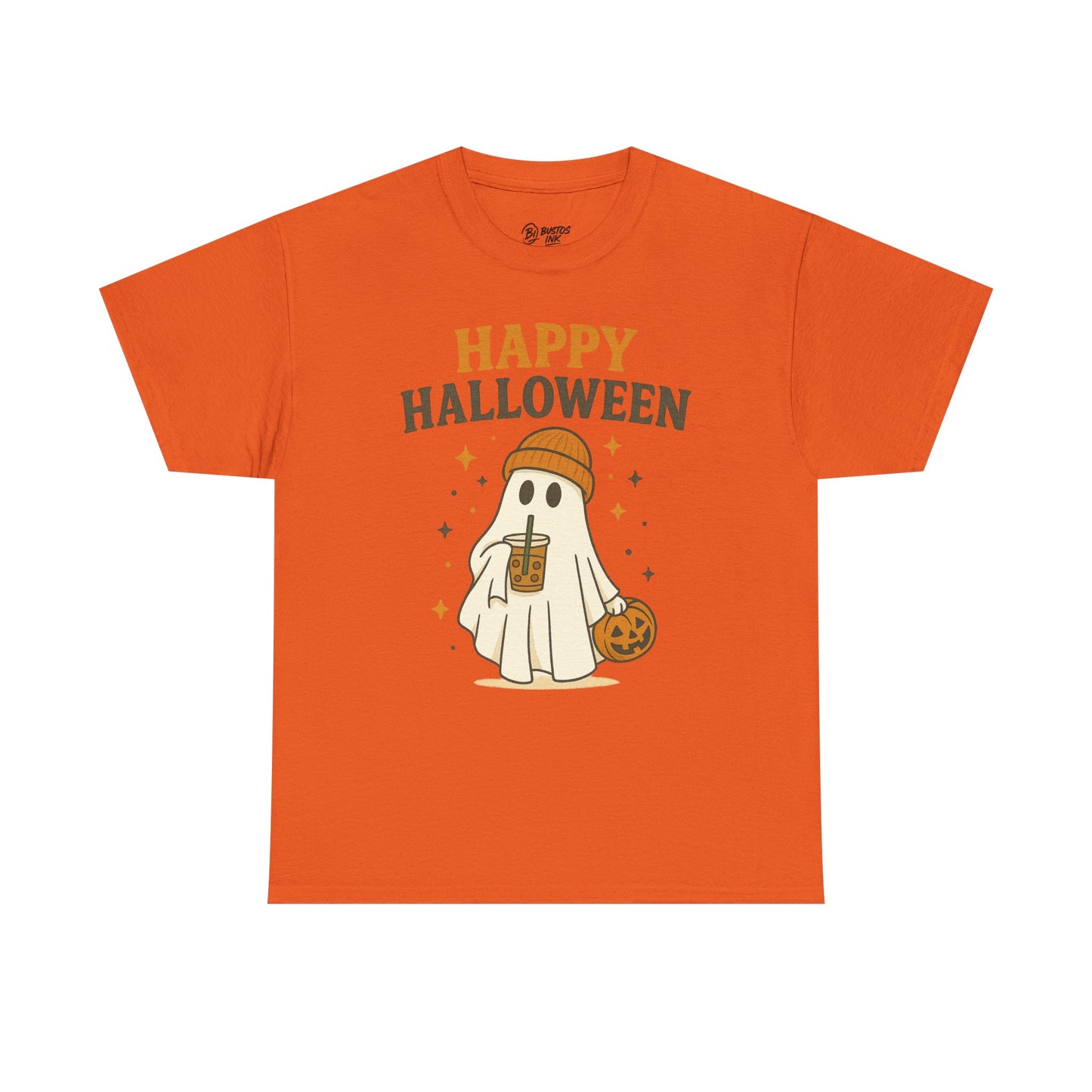 Happy Halloween Unisex Heavy Cotton Tee - Spooky Ghost Shirt, Fall Fashion, Halloween Party Wear, Trick or Treat Tee, Seasonal Gift