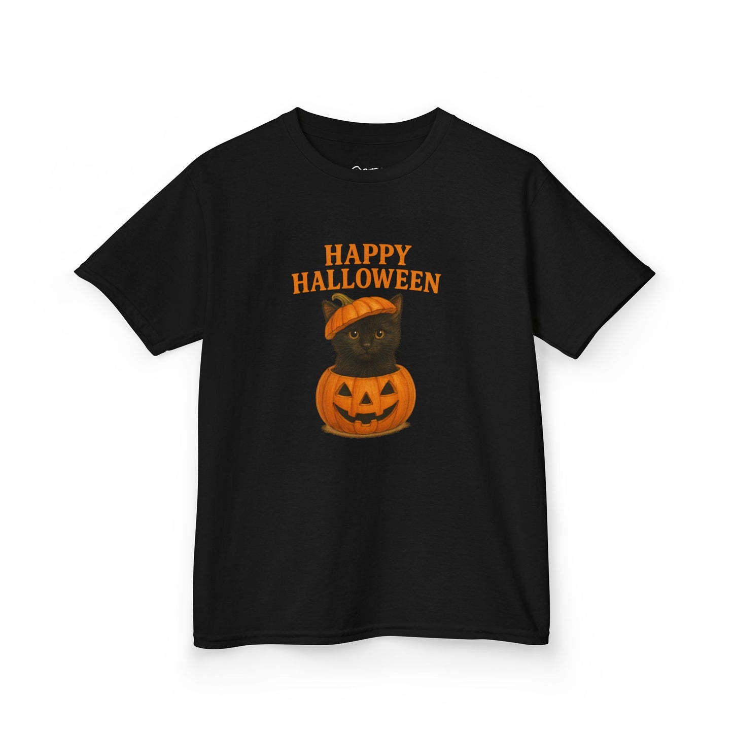 Halloween Kids Tee, Happy Halloween Shirt, Pumpkin Cat Design, Kids Halloween Costume, Fall Holiday Apparel