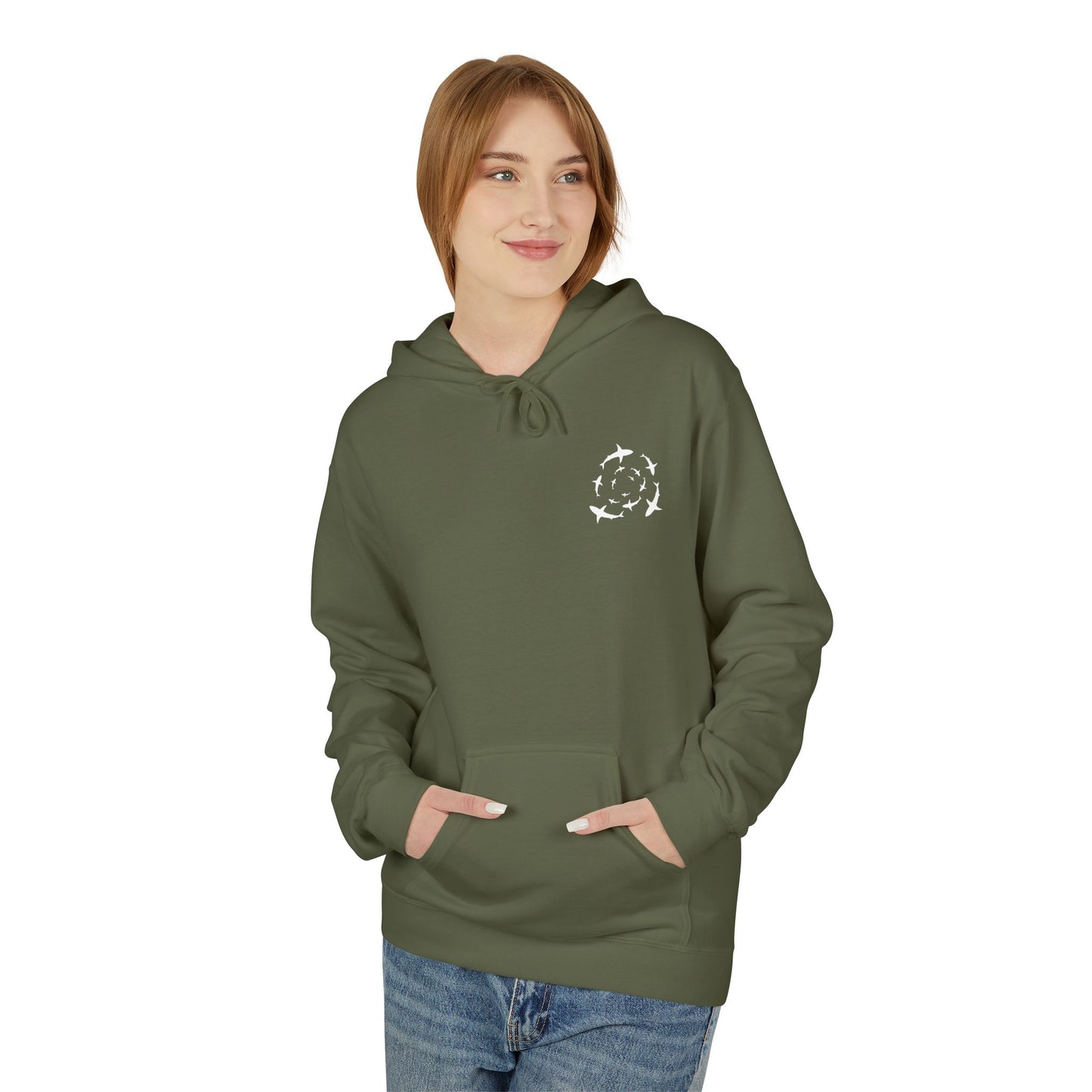 Shark Word Art Hoodie - Unisex Fleece Sweatshirt