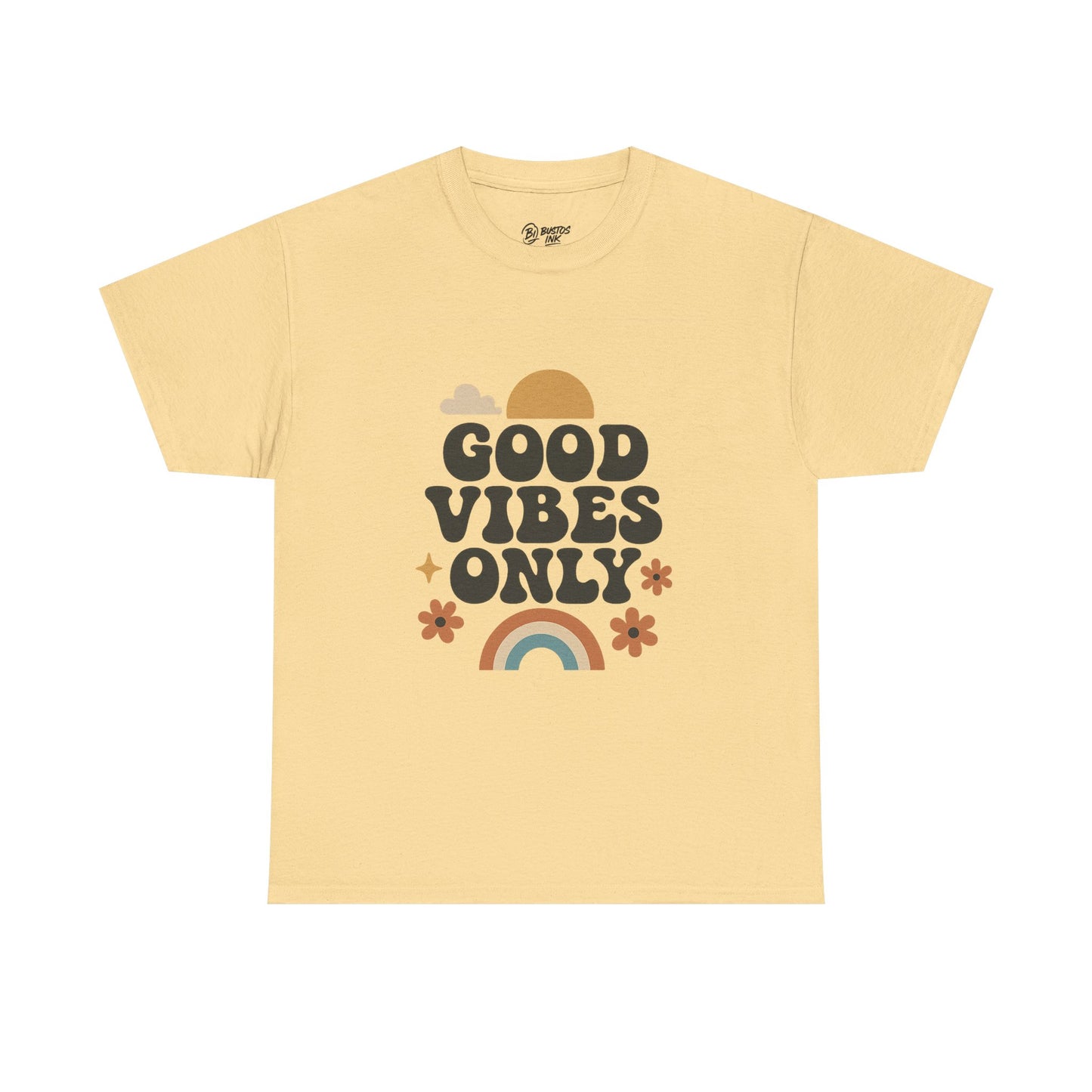Good Vibes Only Unisex Heavy Cotton Tee, Positive Message Shirt, Casual Everyday Tee, Gift for Friends, Summer Wear