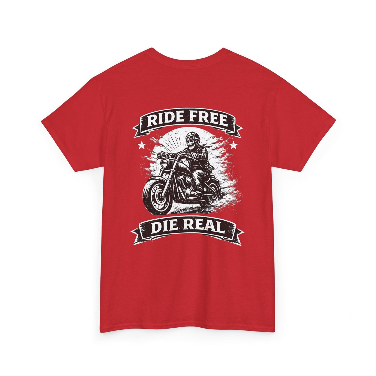 Ride Free Die Real Motorcycle Tee — Biker Vintage Skull Graphic T-Shirt