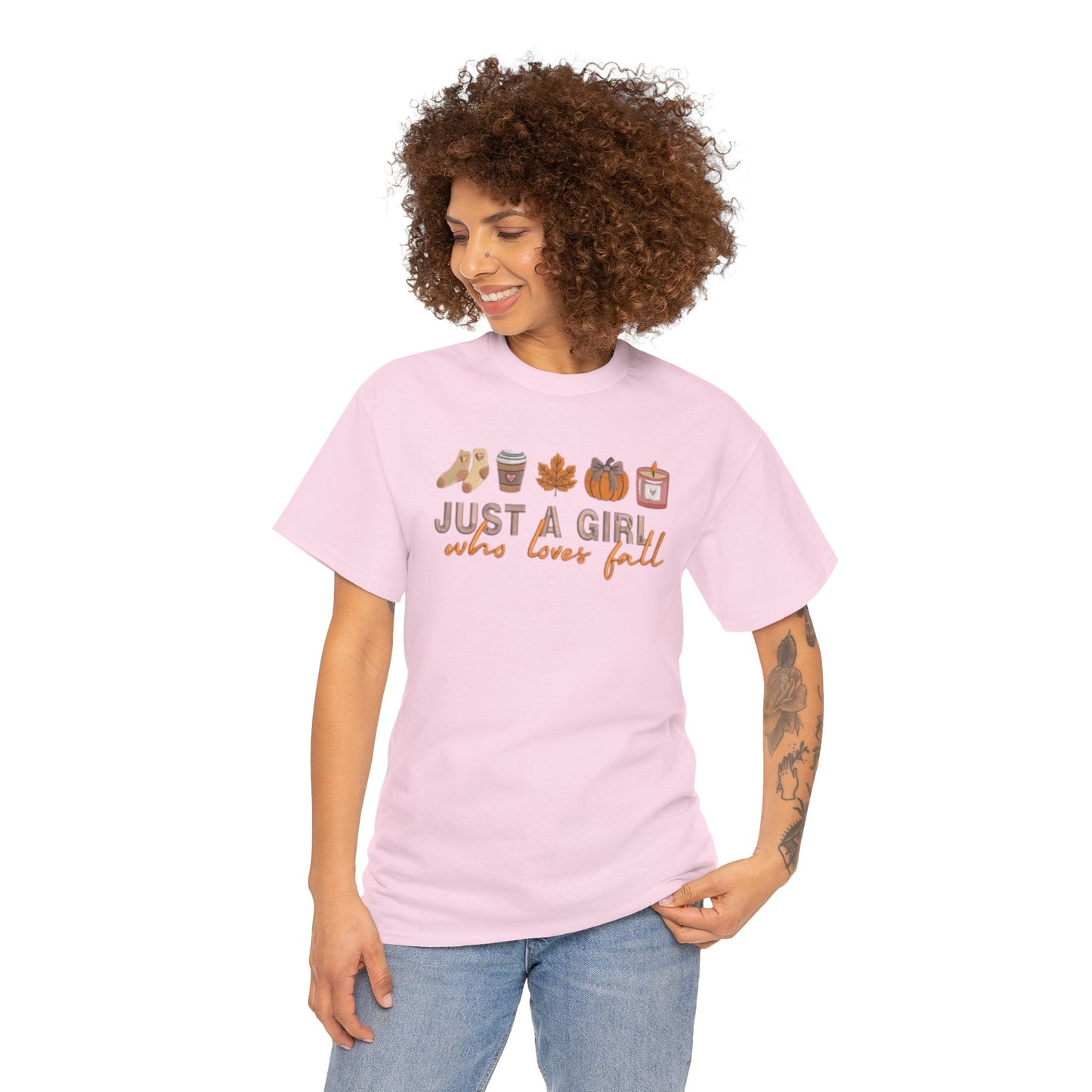 Just a Girl Who Loves Fall- Unisex Heavy Cotton Short Sleeve Tee