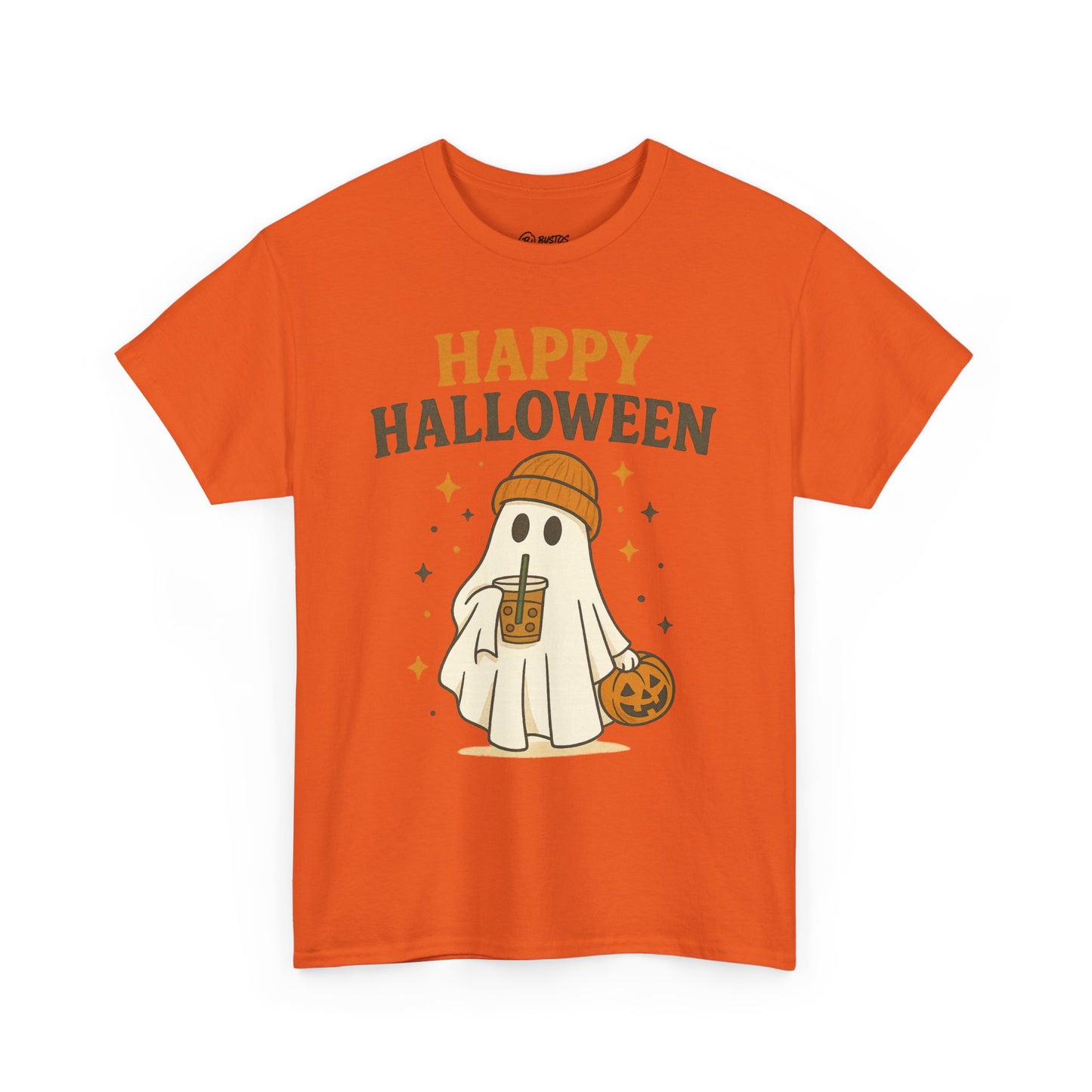 Happy Halloween Unisex Heavy Cotton Tee - Spooky Ghost Shirt, Fall Fashion, Halloween Party Wear, Trick or Treat Tee, Seasonal Gift