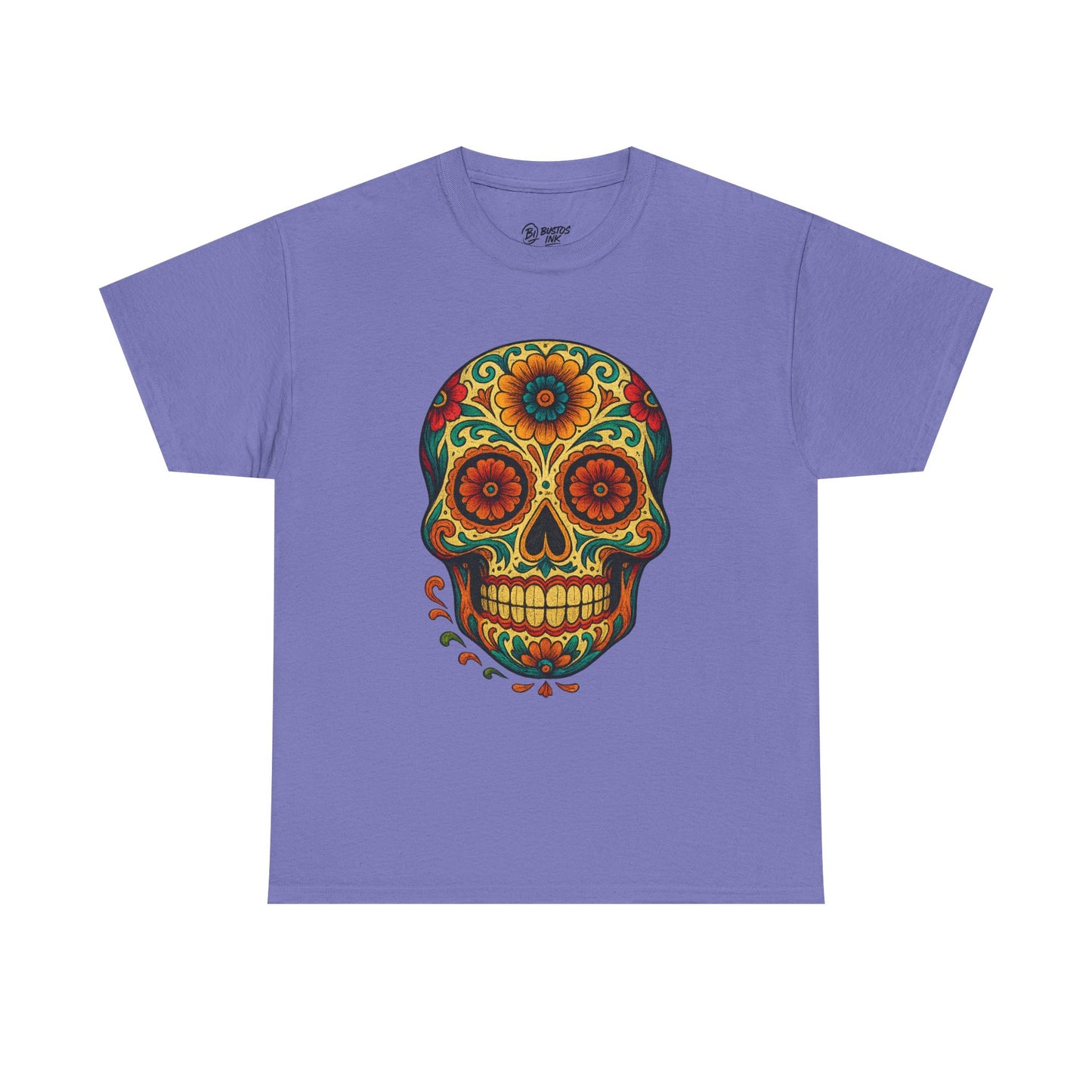 Day of the Dead Skull Tee, Unisex Cotton Shirt, Festival Fashion, Halloween Apparel, Vintage Style Tee, Bohemian Gift