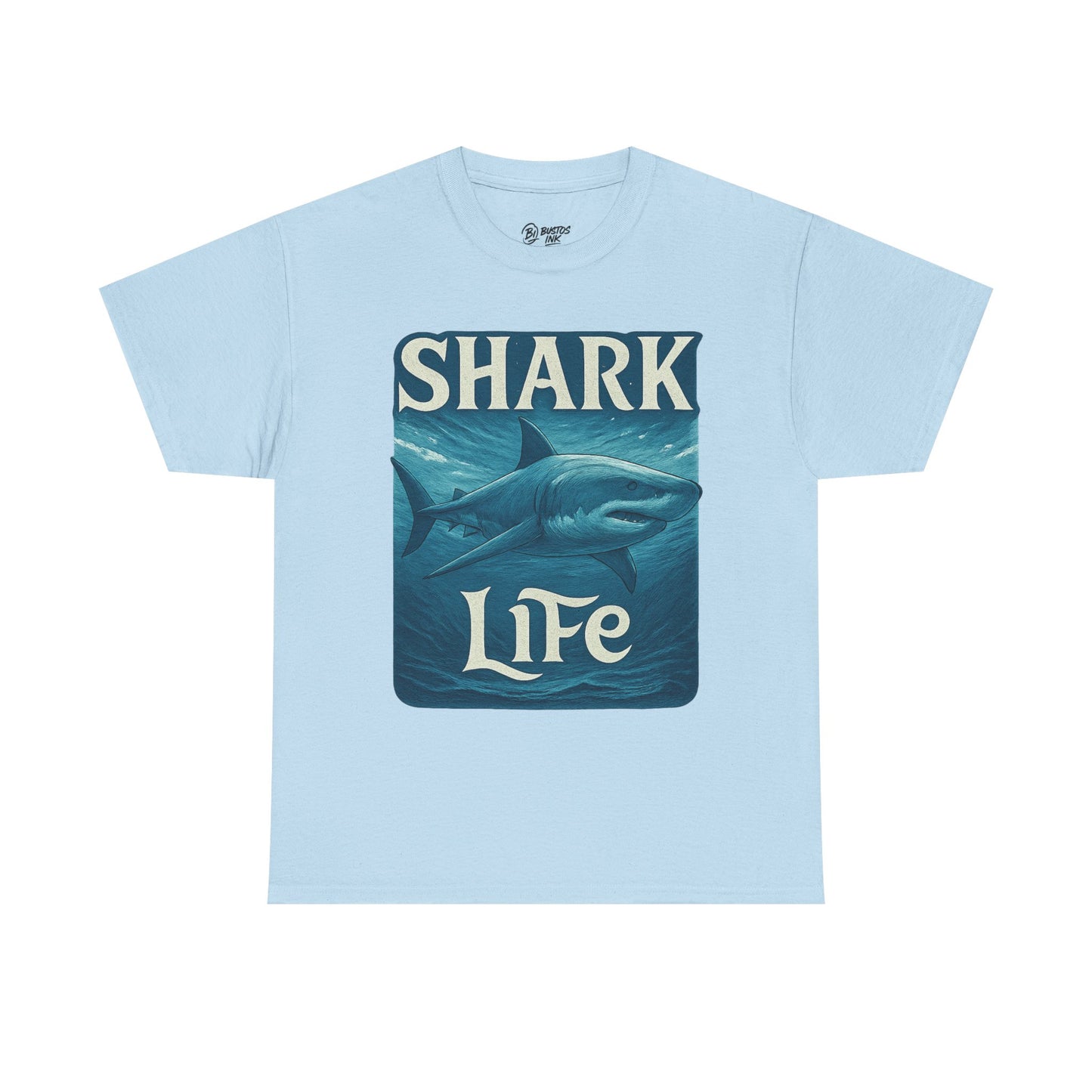 Shark Life Unisex Heavy Cotton Tee, Casual Summer Shirt, Beachwear, Ocean Lover Gift, Surfing Tee, Birthday Present