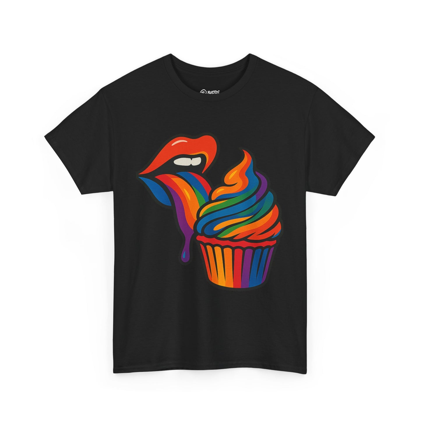 Rainbow Cupcake Unisex Tee, Fun Graphic Tee, Pride Shirt, Gift for Food Lovers, Vibrant Casual Wear