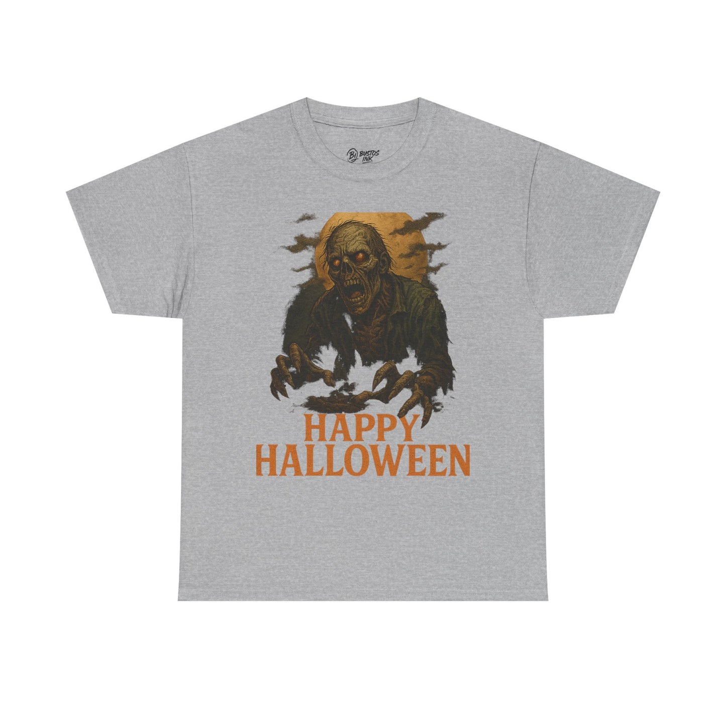 Halloween Zombie Unisex Heavy Cotton Tee, Spooky T-Shirt, Halloween Costume Shirt, Halloween Party Apparel, Trick or Treat Tee