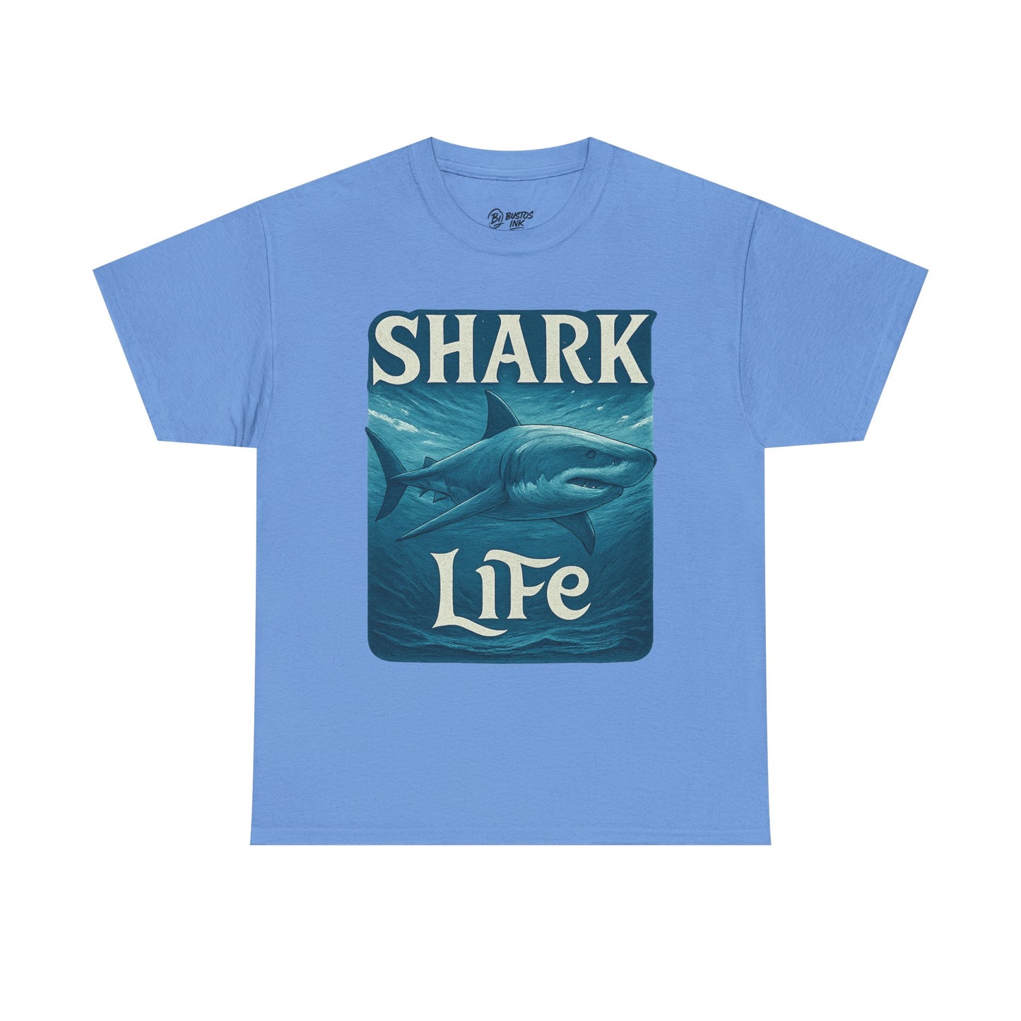 Shark Life Unisex Heavy Cotton Tee, Casual Summer Shirt, Beachwear, Ocean Lover Gift, Surfing Tee, Birthday Present