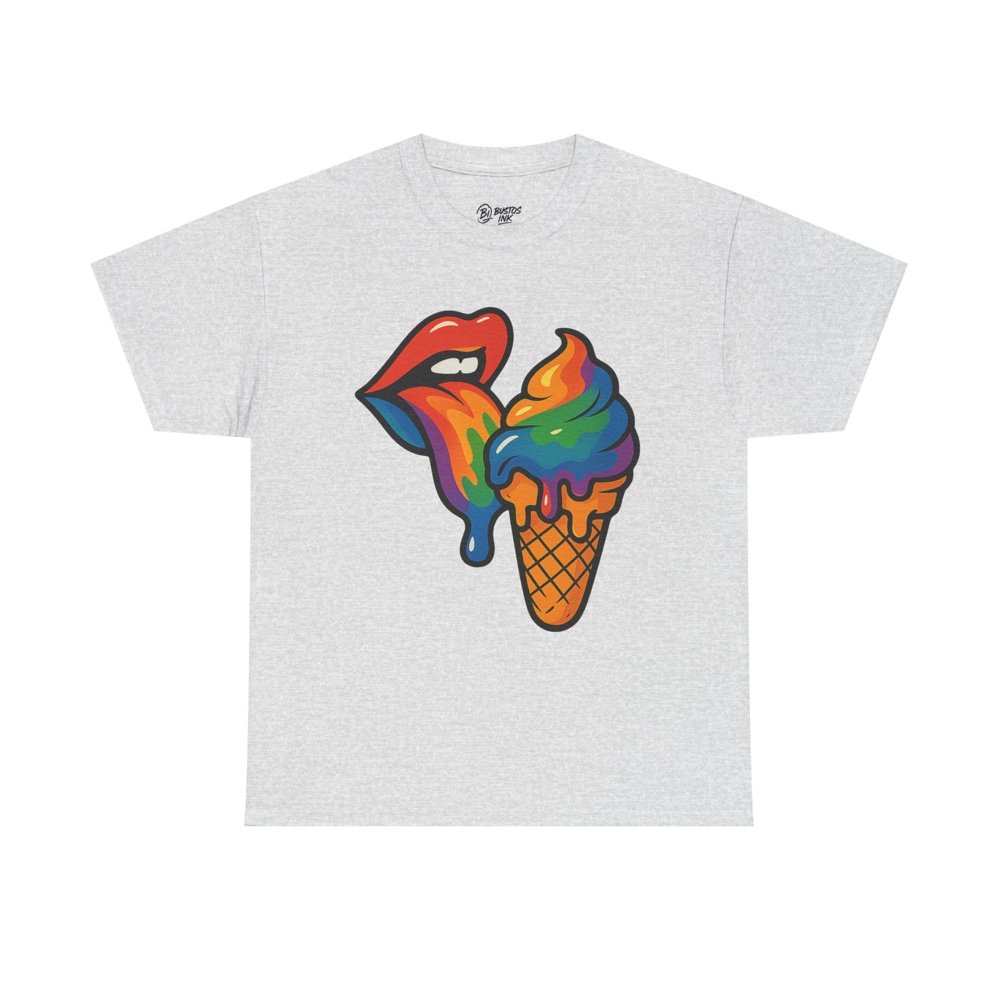 Colorful Ice Cream Lips Tee - Fun Summer Shirt, LGBTQ+ Pride Apparel, Unique Gift for Ice Cream Lovers, Casual Wear, Statement T-Shirt