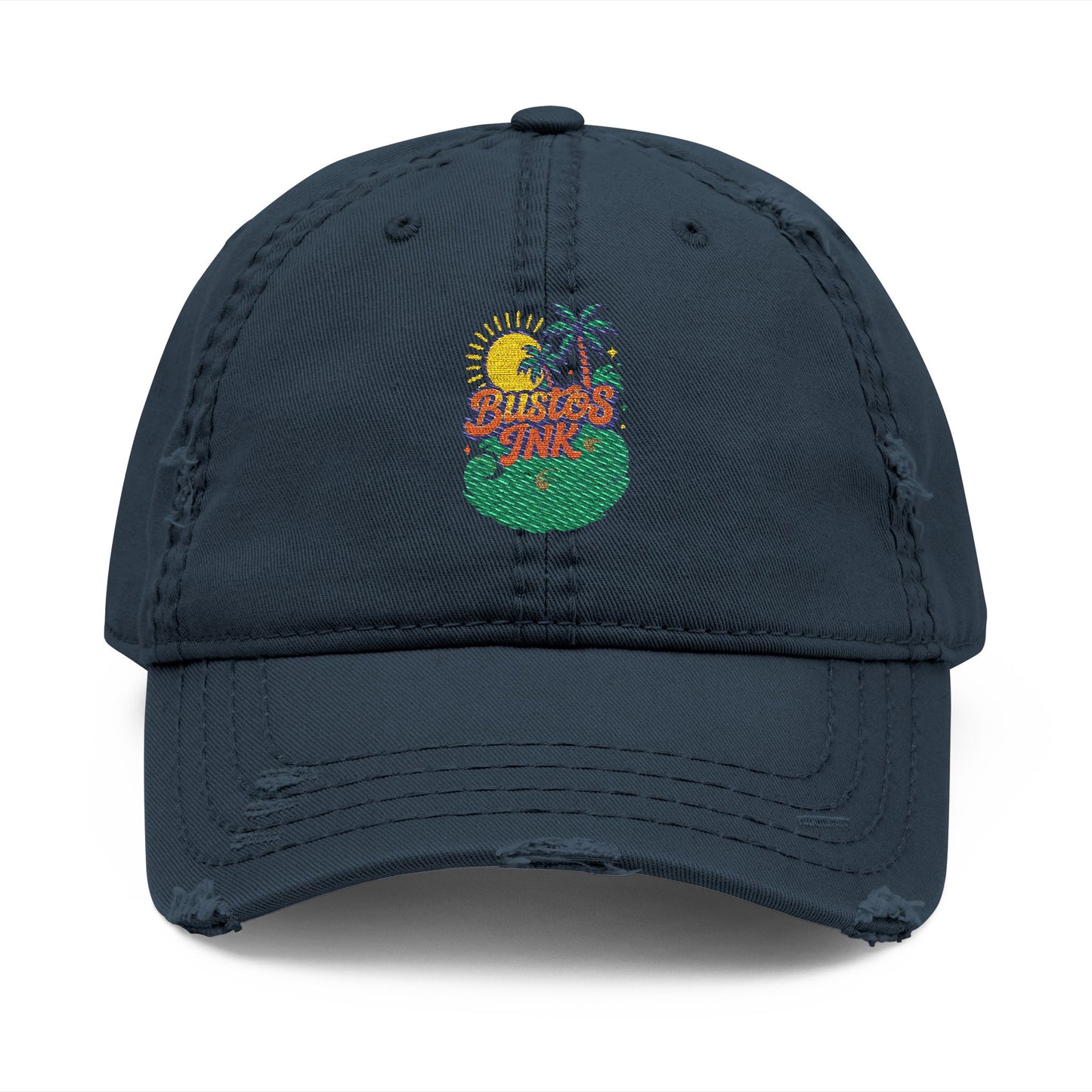 Bustos Ink Beach Distressed Embroidered Cap