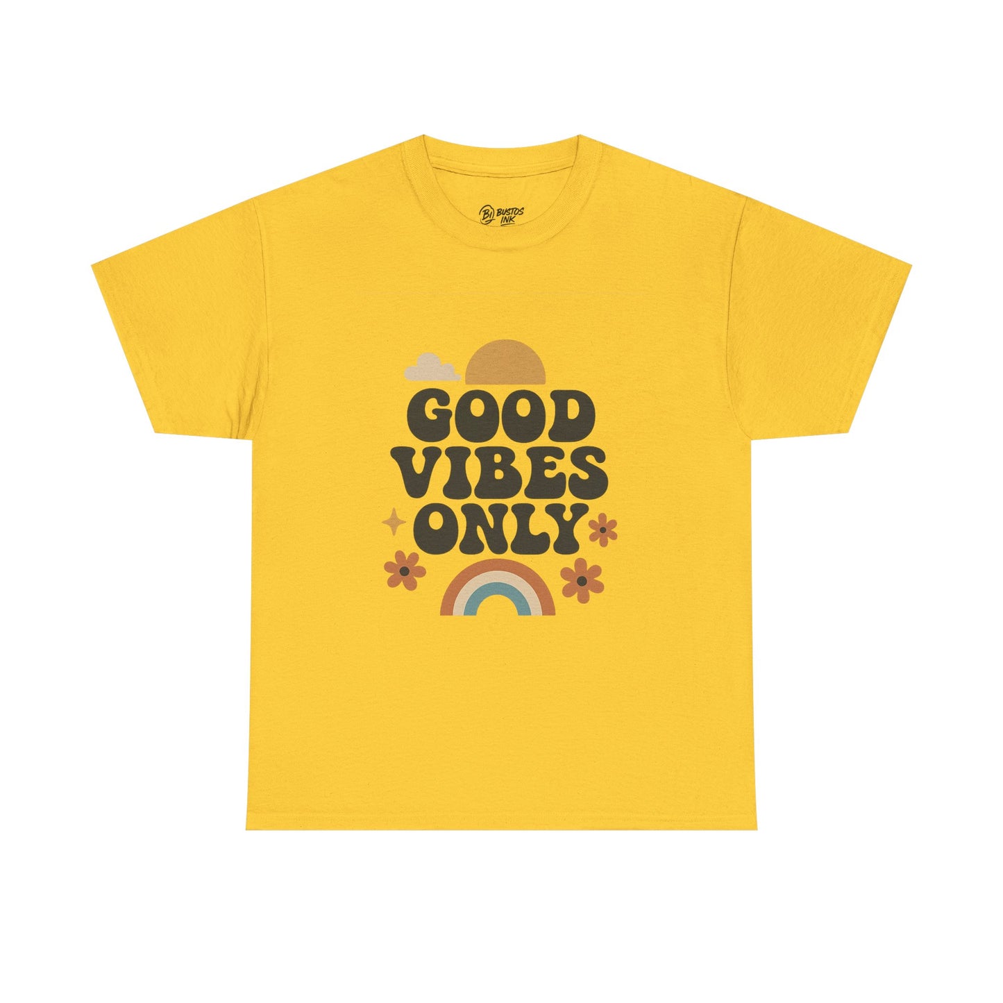 Good Vibes Only Unisex Heavy Cotton Tee, Positive Message Shirt, Casual Everyday Tee, Gift for Friends, Summer Wear