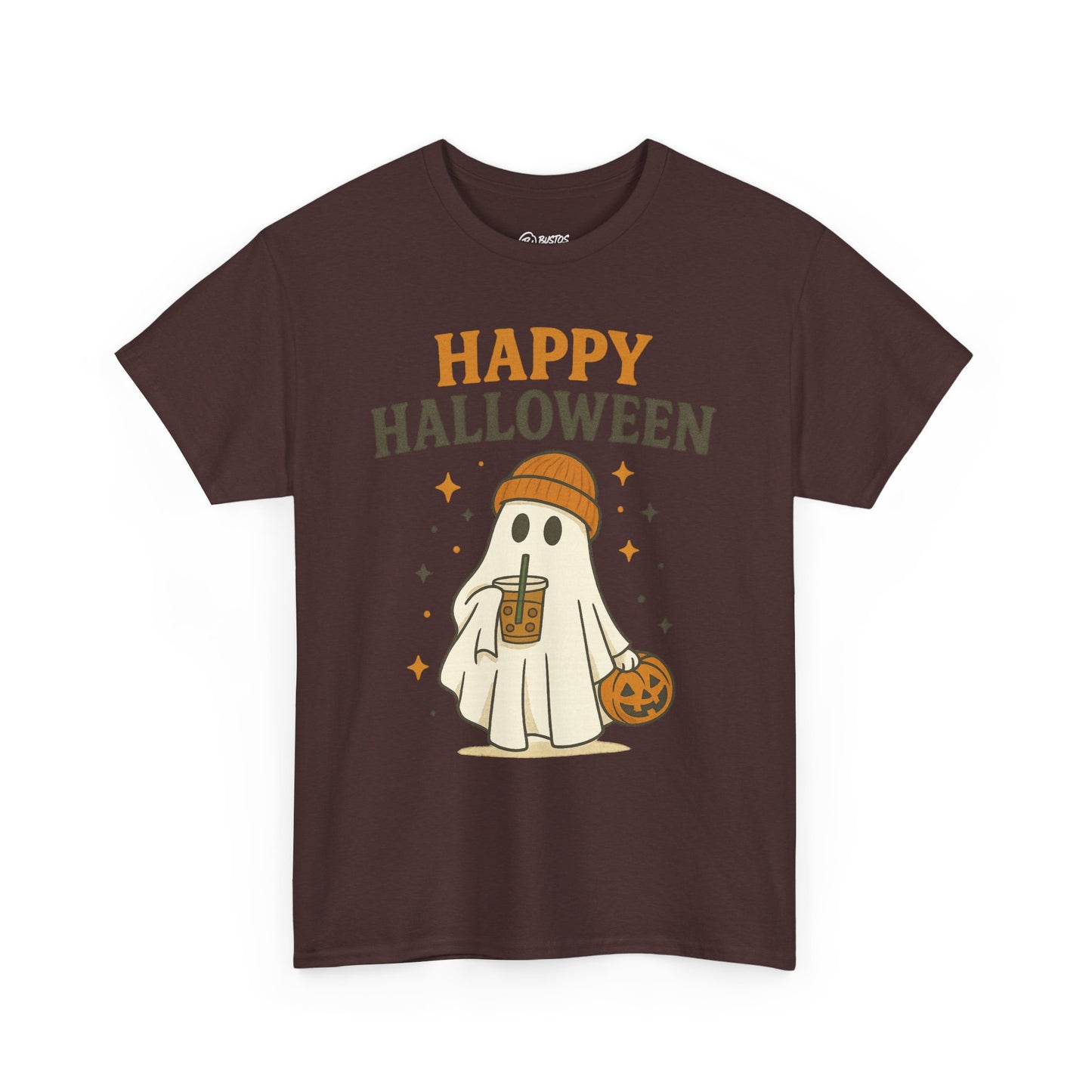 Happy Halloween Unisex Heavy Cotton Tee - Spooky Ghost Shirt, Fall Fashion, Halloween Party Wear, Trick or Treat Tee, Seasonal Gift