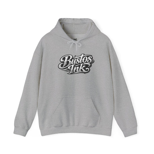 Bustos Ink Script Logo Hoodie — Graphic Streetwear Pullover