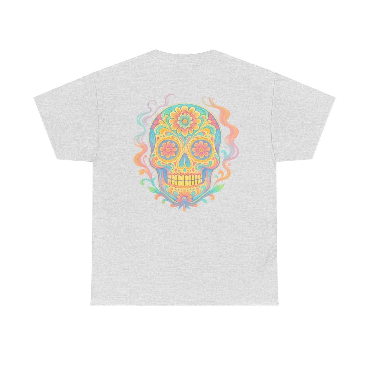 Colorful Skull Art Unisex Heavy Cotton Tee, Graphic Tee, Casual Wear, Unique Gift, Festival Apparel, Boho Style