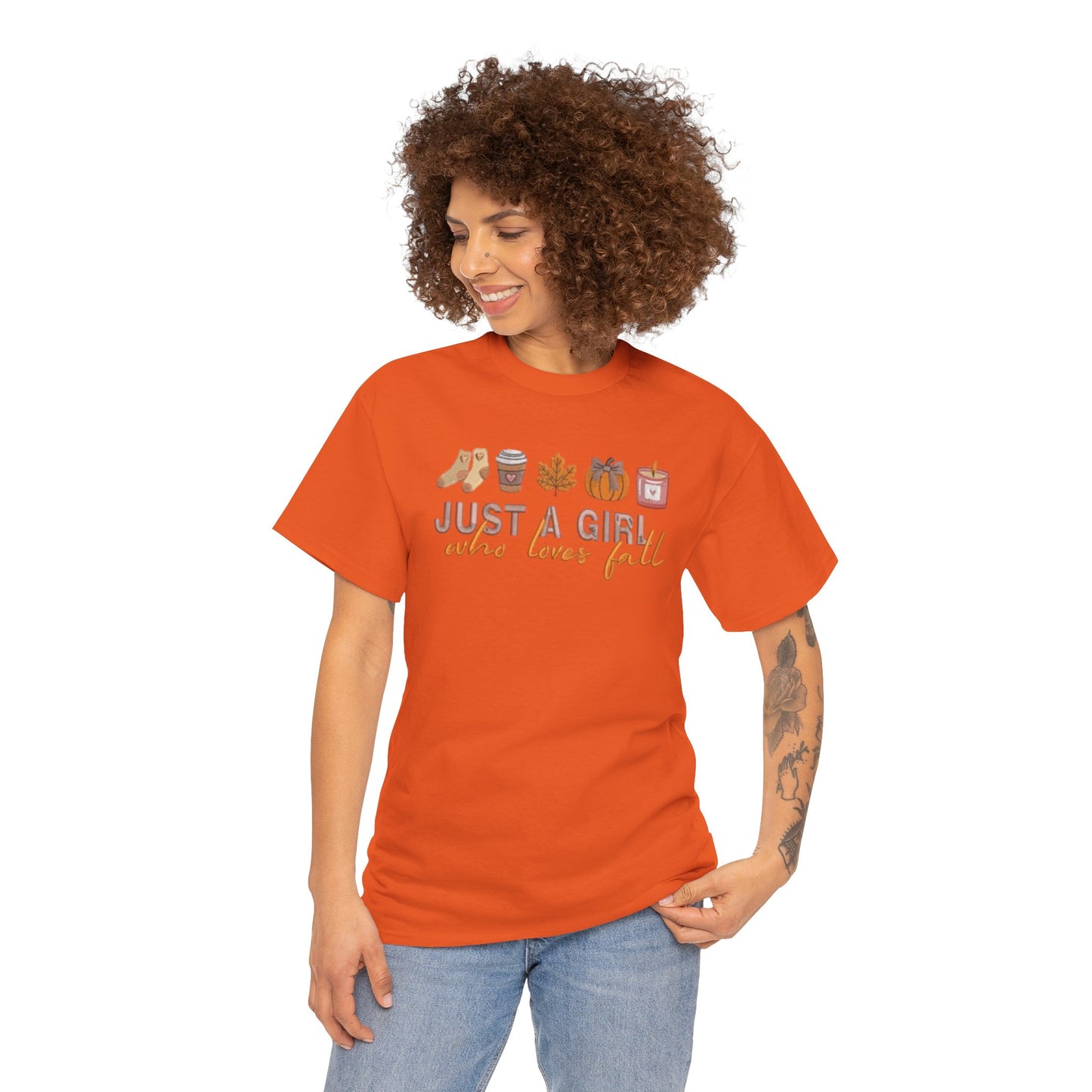 Just a Girl Who Loves Fall- Unisex Heavy Cotton Short Sleeve Tee