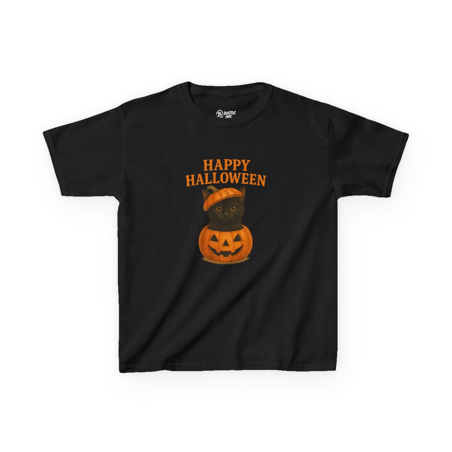Halloween Kids Tee, Happy Halloween Shirt, Pumpkin Cat Design, Kids Halloween Costume, Fall Holiday Apparel