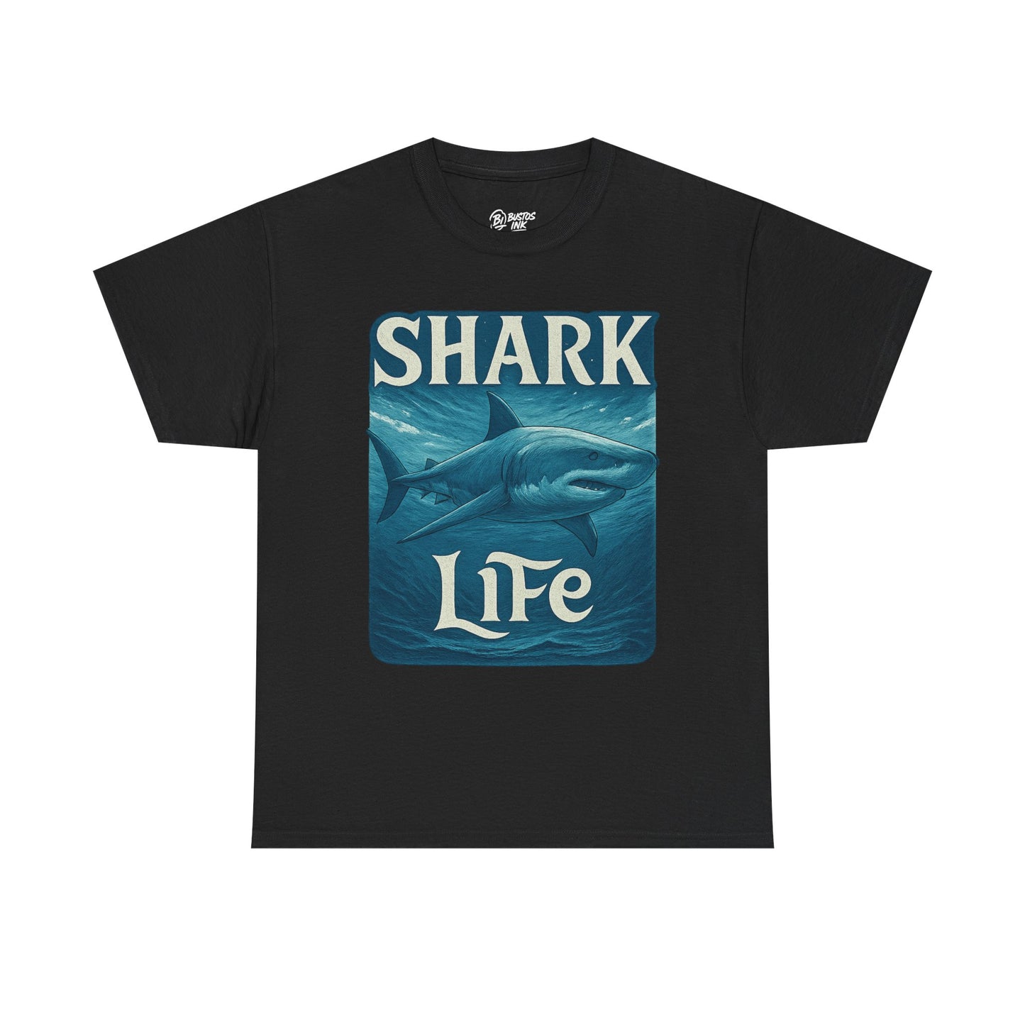 Shark Life Unisex Heavy Cotton Tee, Casual Summer Shirt, Beachwear, Ocean Lover Gift, Surfing Tee, Birthday Present