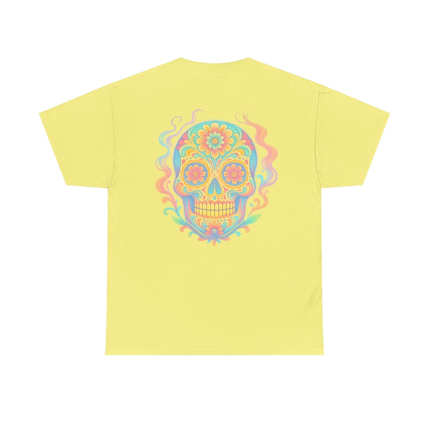 Colorful Skull Art Unisex Heavy Cotton Tee, Graphic Tee, Casual Wear, Unique Gift, Festival Apparel, Boho Style