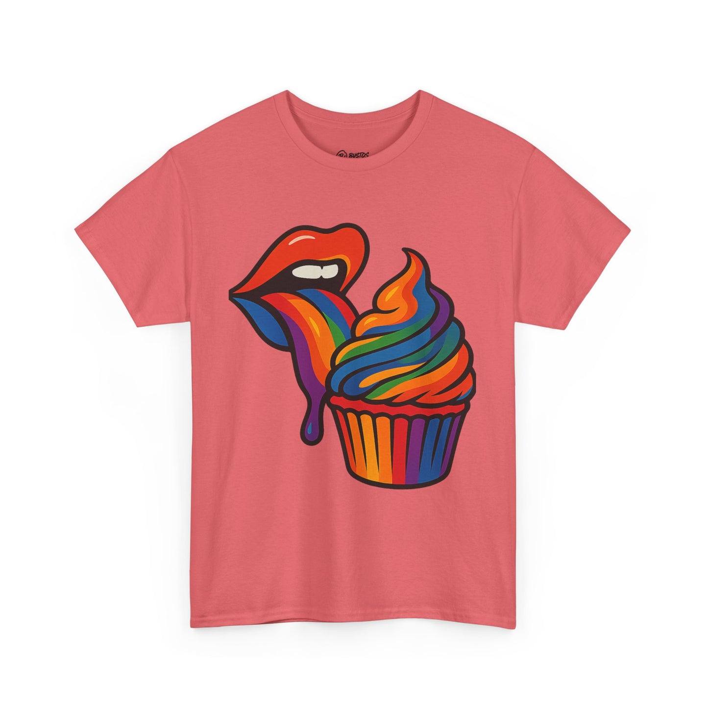 Rainbow Cupcake Unisex Tee, Fun Graphic Tee, Pride Shirt, Gift for Food Lovers, Vibrant Casual Wear