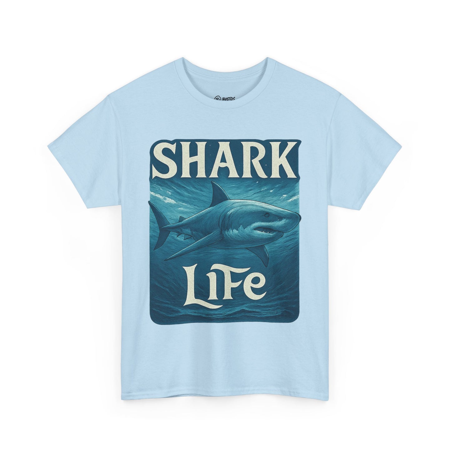 Shark Life Unisex Heavy Cotton Tee, Casual Summer Shirt, Beachwear, Ocean Lover Gift, Surfing Tee, Birthday Present